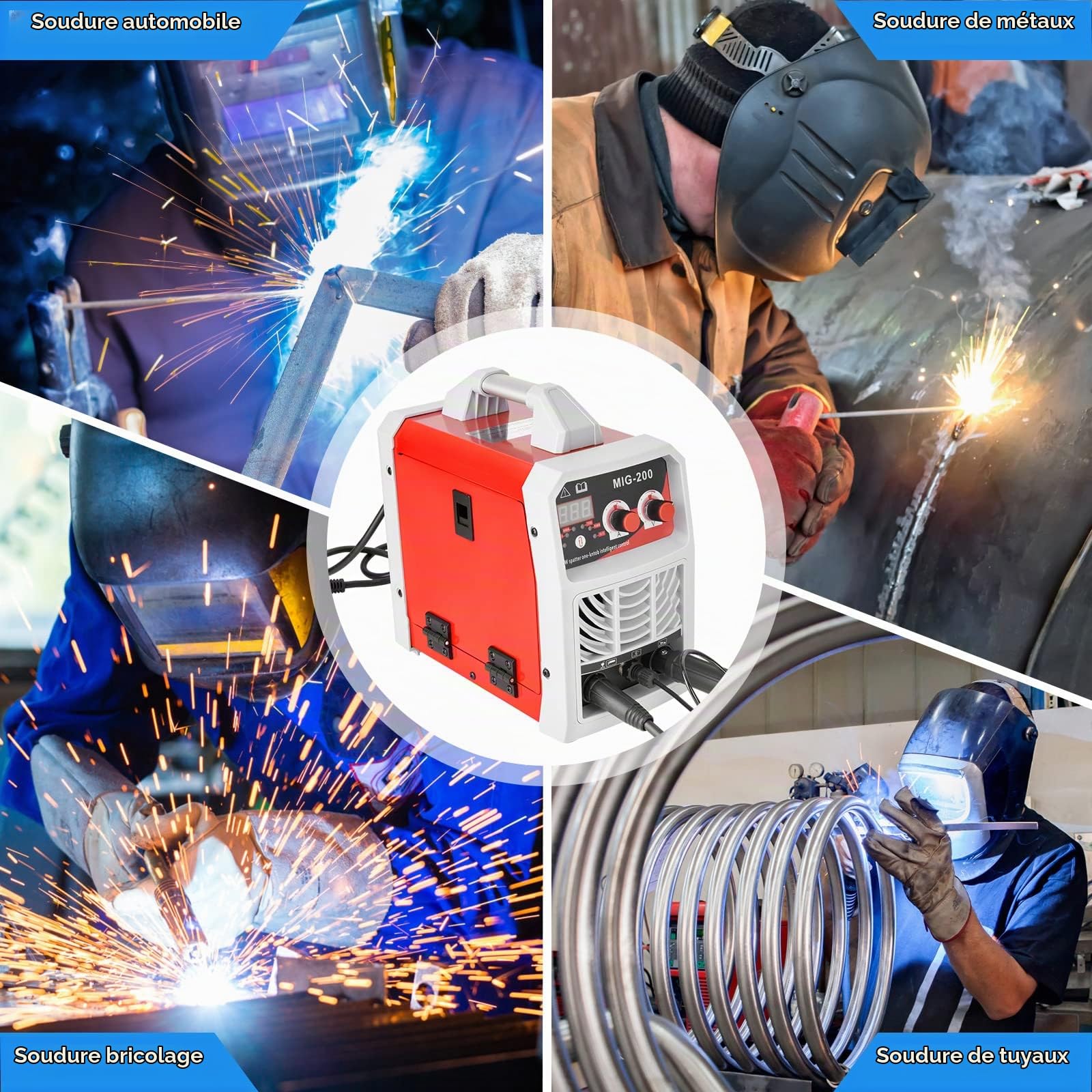 Aomdom Poste de soudage MIG/ARC/TIG 3 en 1, poste de soudage à onduleur IGBT 300A avec écran LCD, poste de soudage portable 220V pour usage professionnel et domestique