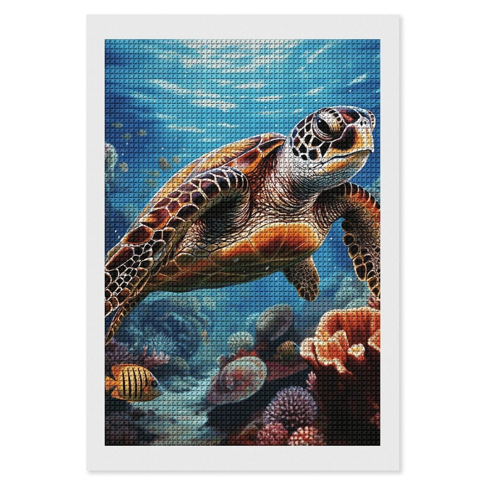Sea Turtles Diamond Painting Diamond Art Kits for Adults, DIY 5D Diamonds Painting Kits for Beginner, Round Full Drill Diamond Dots Painting, 8"x12" Diamonds Pictures Gem Art and Crafts Wall Decor