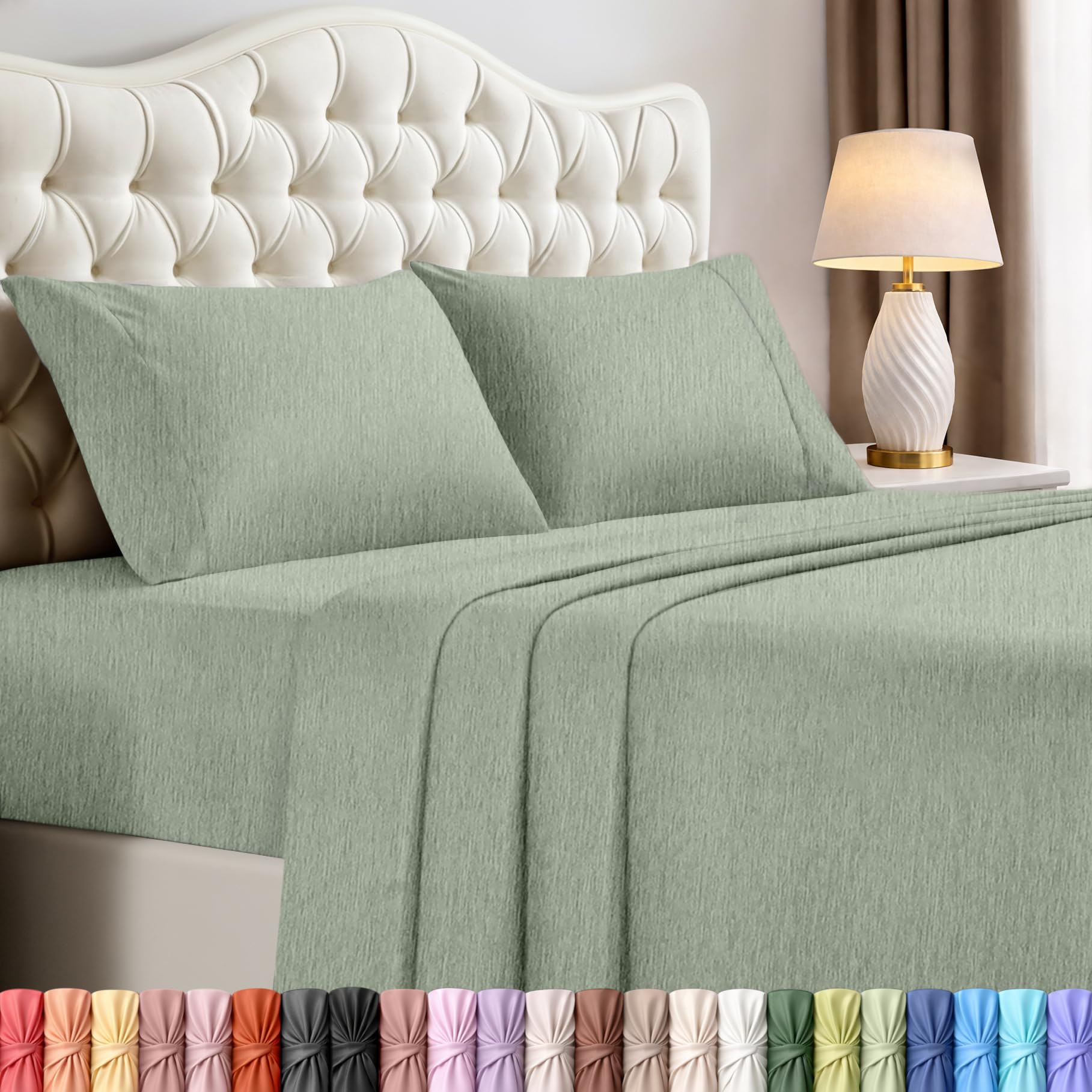 Utopia Bedding California King Size Sheet Set – 4 Piece Bed Sheets, Soft and Breathable Microfiber, Includes 1 Fitted Sheet, 1 Flat Sheet and 2 Pillowcases – Oeko Tex (Heather Sage) — image 1