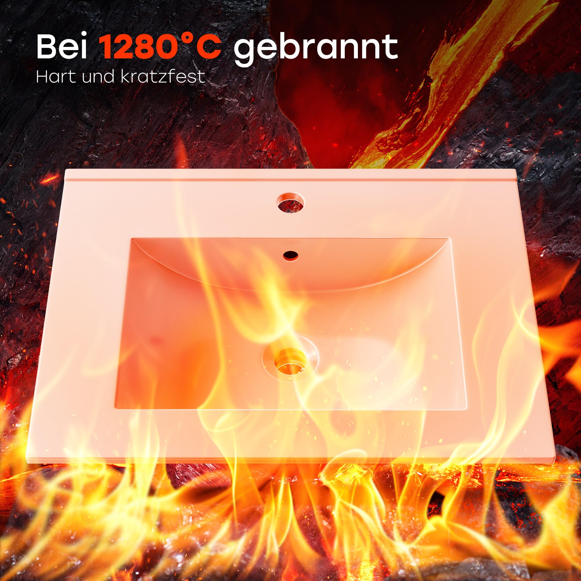 HOROW Lavabo da incasso angolare, lavabo in ceramica da 60 cm di larghezza - Bianco, lavabo soprapiano per mobile sotto, con troppopieno - Ideale per WC per gli ospiti e piccoli bagni