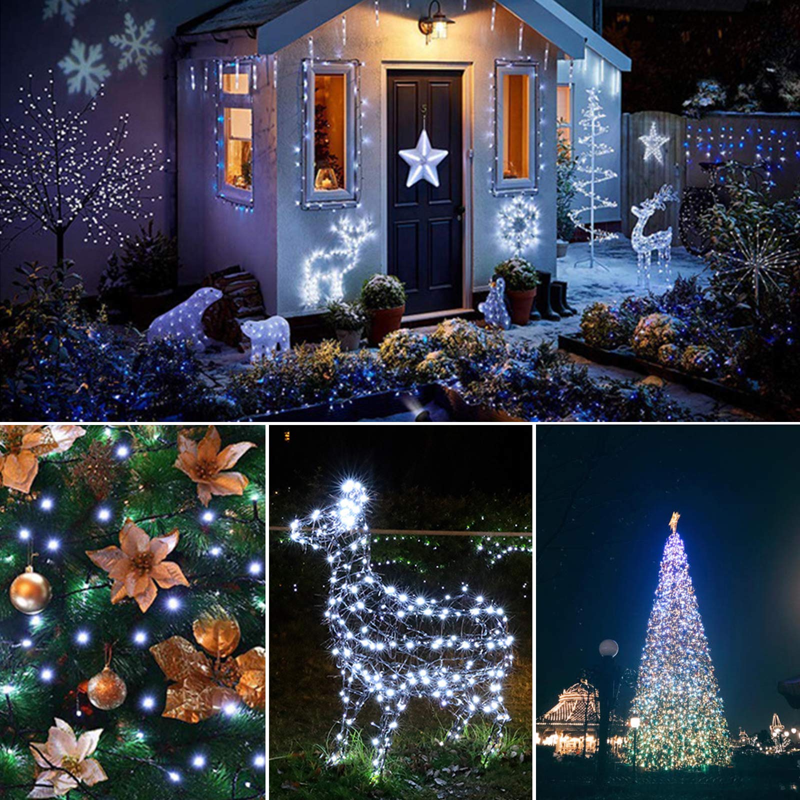 Lamker 5M 50 LED String Lights Solar Powered Cool White Outdoor Waterproof 8 Modes Fairy Light for Patio Garden Yard Wall Fence Tree Christmas Wedding Party Festival Decorative - Image 4