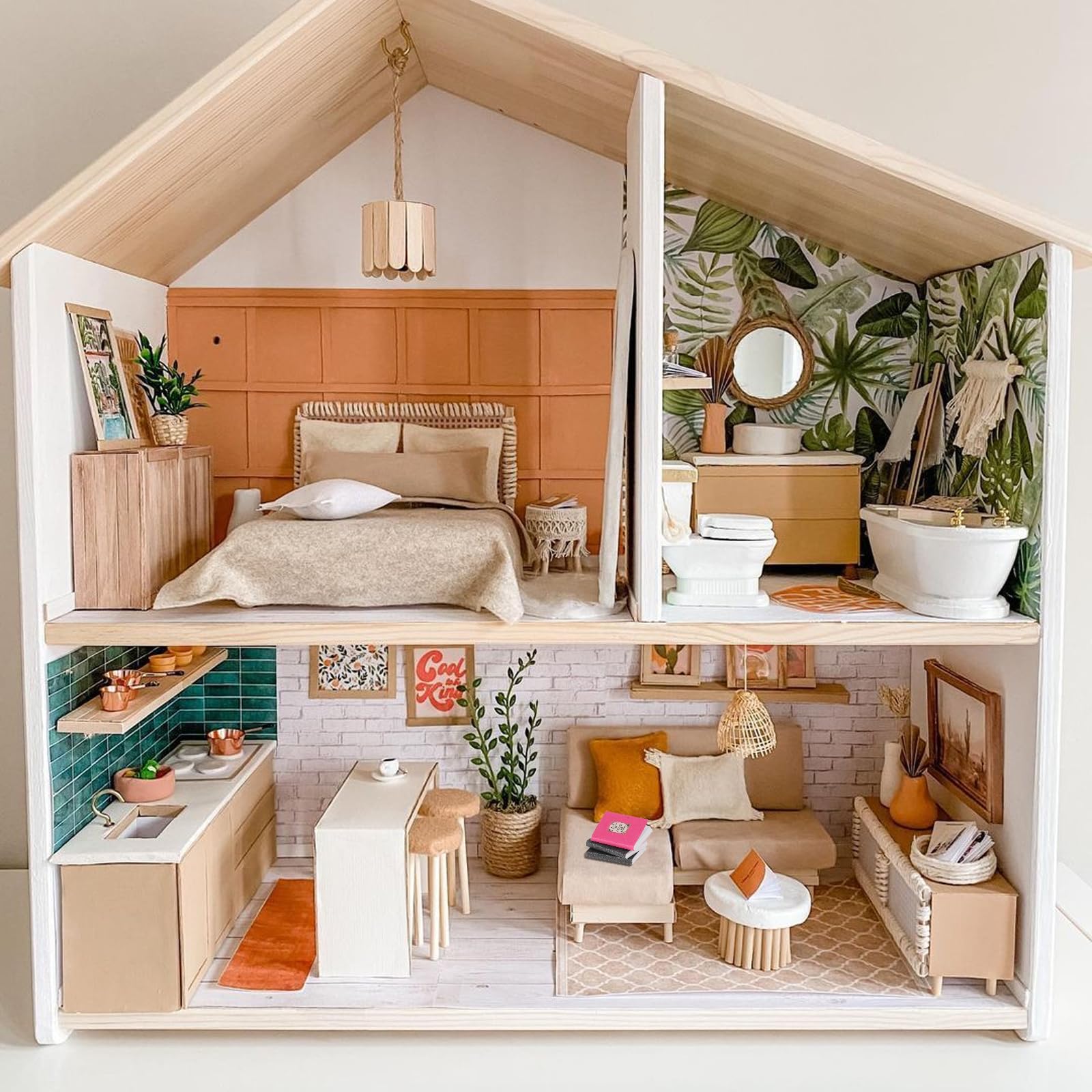 WUSJCOF 60-tlg. Miniatur Bücher Set - Puppenhaus Zubehör Im Maßstab 1:12