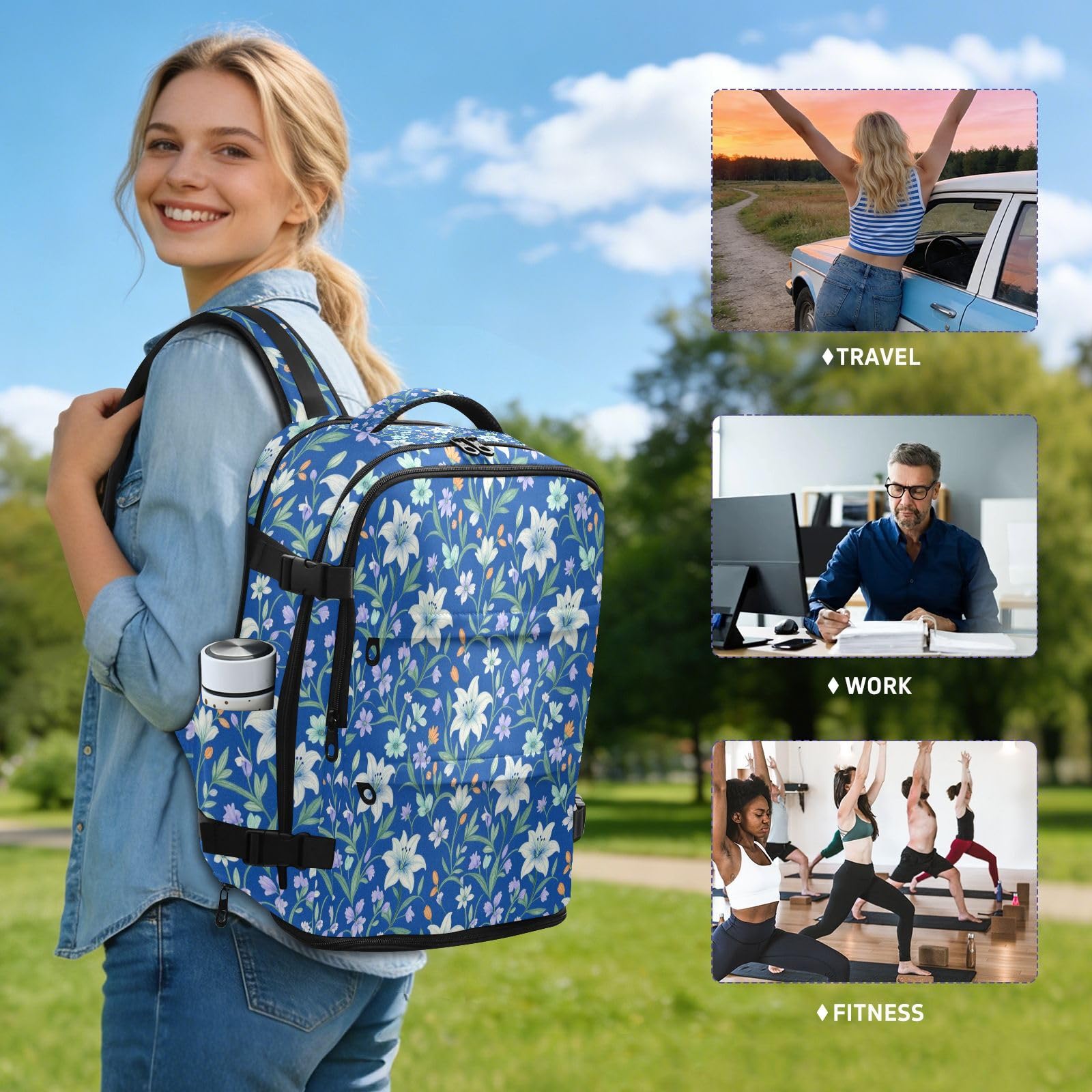 Plecak do szkoły 15,6 torba na laptopa dla kobiet i mężczyzn praca na wycieczkę | Stylowa męska torba na laptopa pogrubiona jasna kwiatowa torba na laptopa 15,6 cala na samoloty mochilas para hombres 20 l