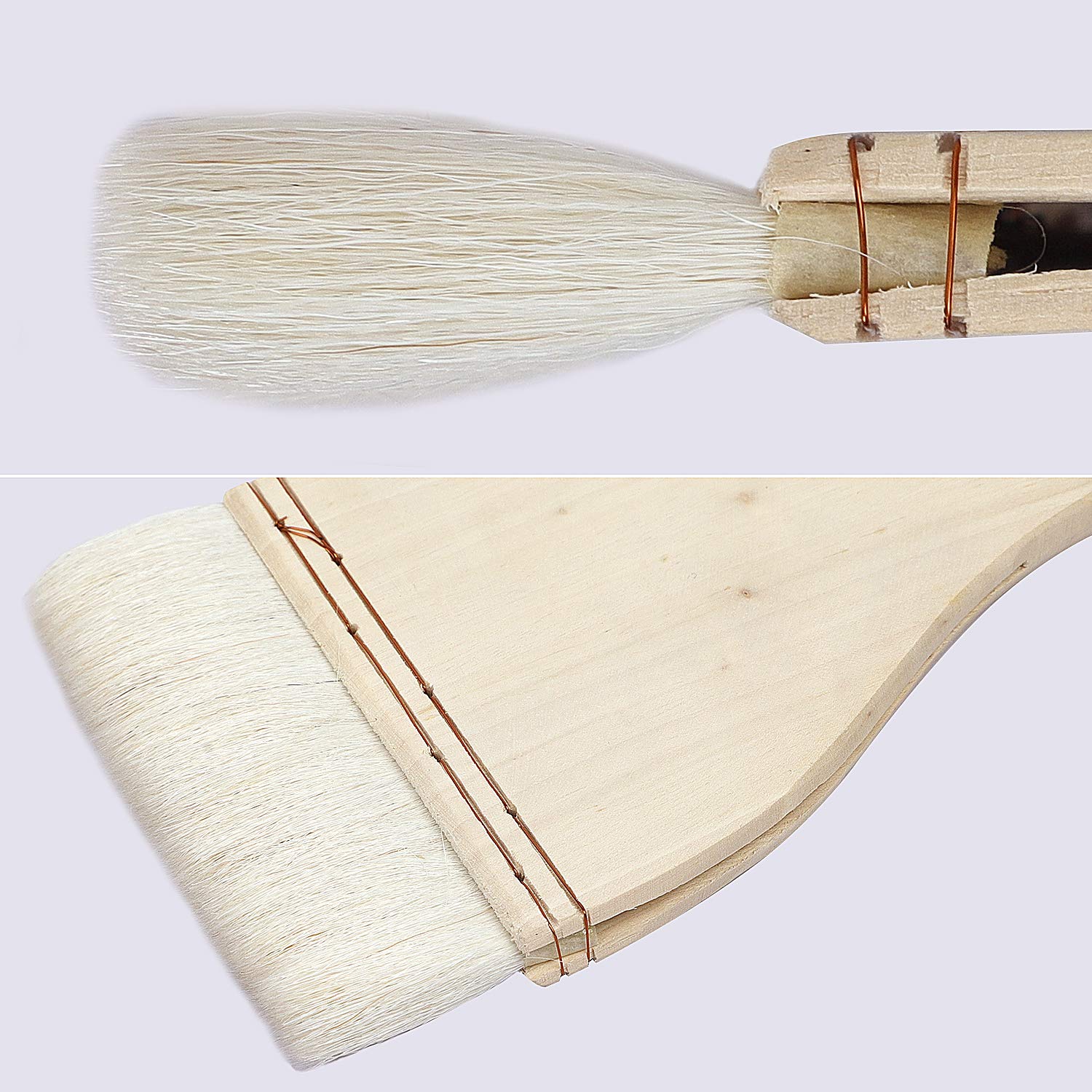 KEILEOHO 6 Stück flache Seehecht-Pinsel, 6 Größen, Seehecht-Künstlerpinsel, weiches Premium-Ziegenhaar, Malpinsel-Set für Aquarell, Öl, Keramik, Acryl, 6 Stück