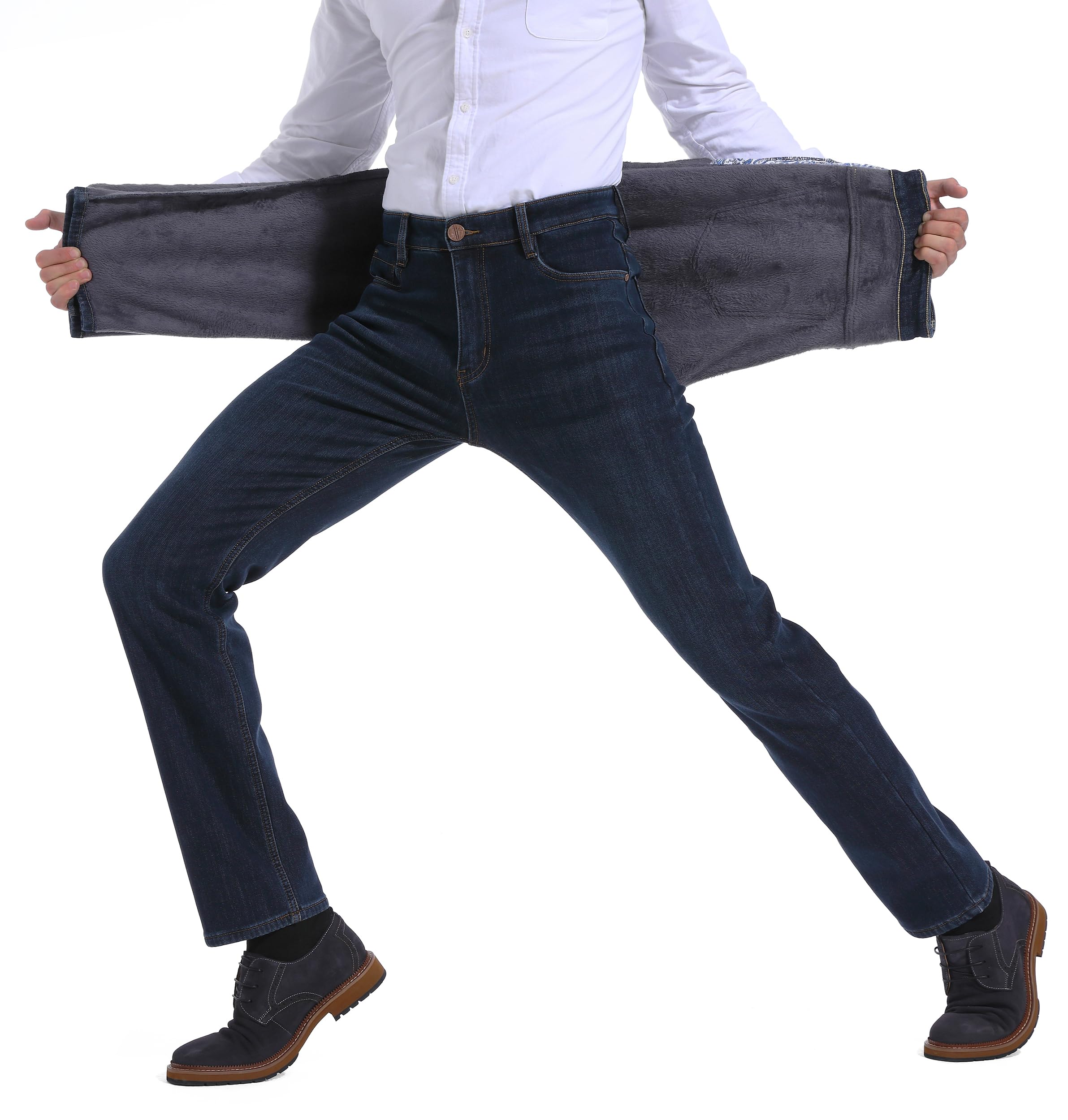 Pantalón Vaquero Termico Hombre Vaqueros con Forro Polar Pantalones Invierno