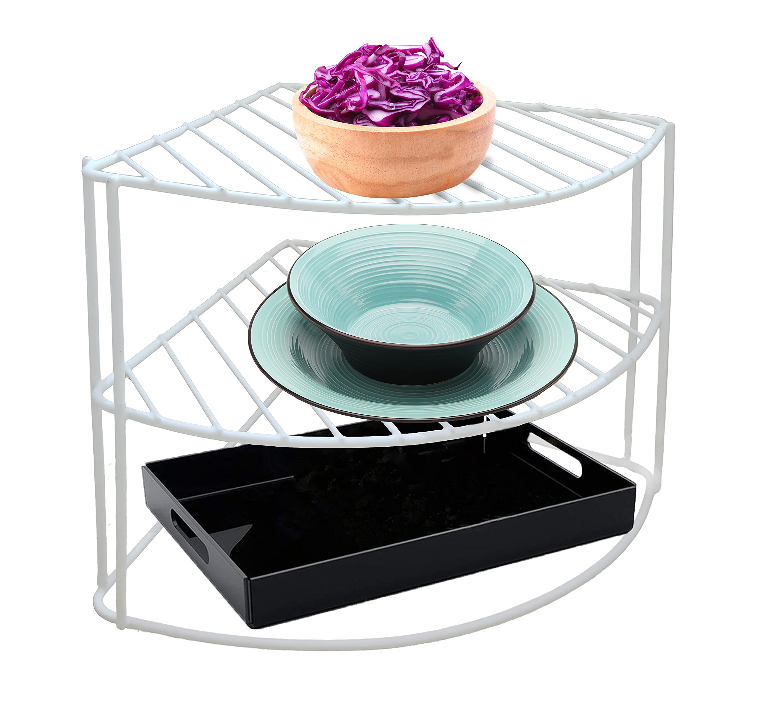 Homatz Corner Plate Rack Holder 3 Tier Kitchen Cupboard Storage Unit