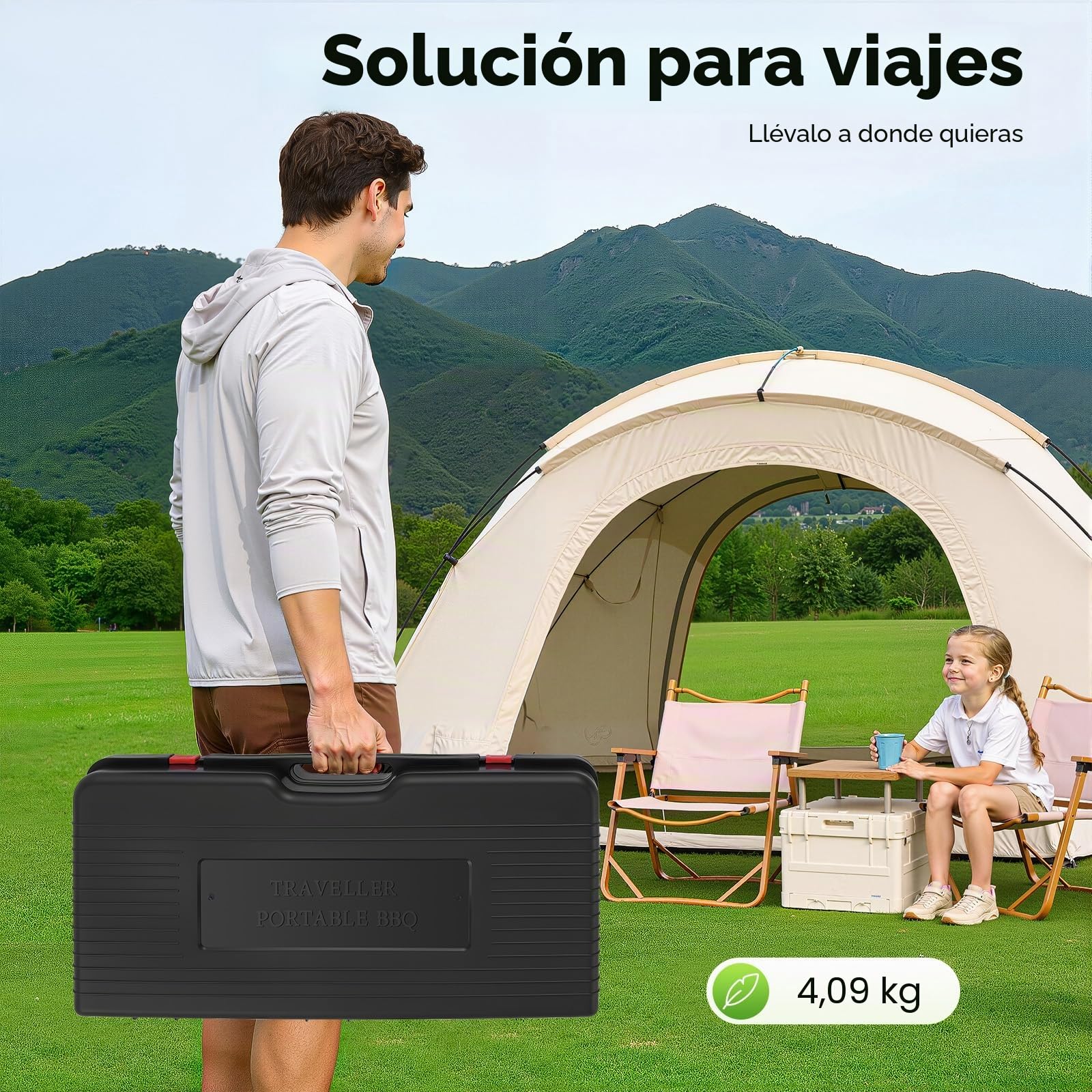 Cocina de Gas Portátil 2 en 1, LENDISIY Hornillo Camping Gas de 2 Quemadores con Placa de Parrilla y Maletín, Fogão de Gás Portátil, Barbacoa Portátil para Camping, Exterior, Interior y Jardín