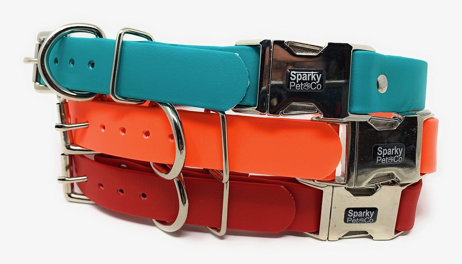 Sparky Pet Co 1" Waterproof Biothane Double Buckle E Collar Receiver Replacement Strap-1" x 30" (Teal)