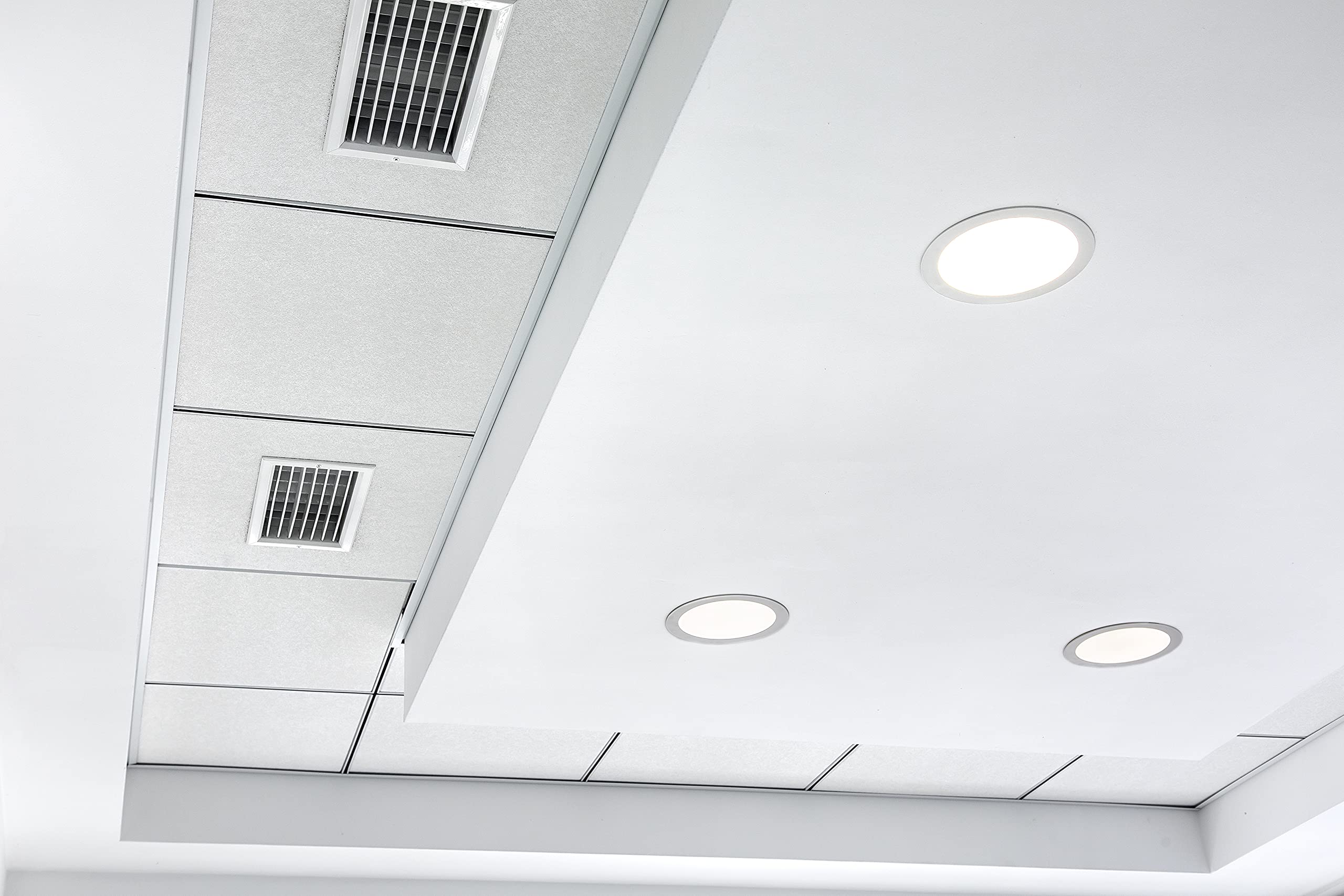 FactorLED Downlight LED 30 W Slim, 295 x 25 mm, piastra circolare da incasso, NO FLICK, pannello rotondo extra piatto 3300 lumen, taglio soffitto 280 mm (luce calda 3000 K
