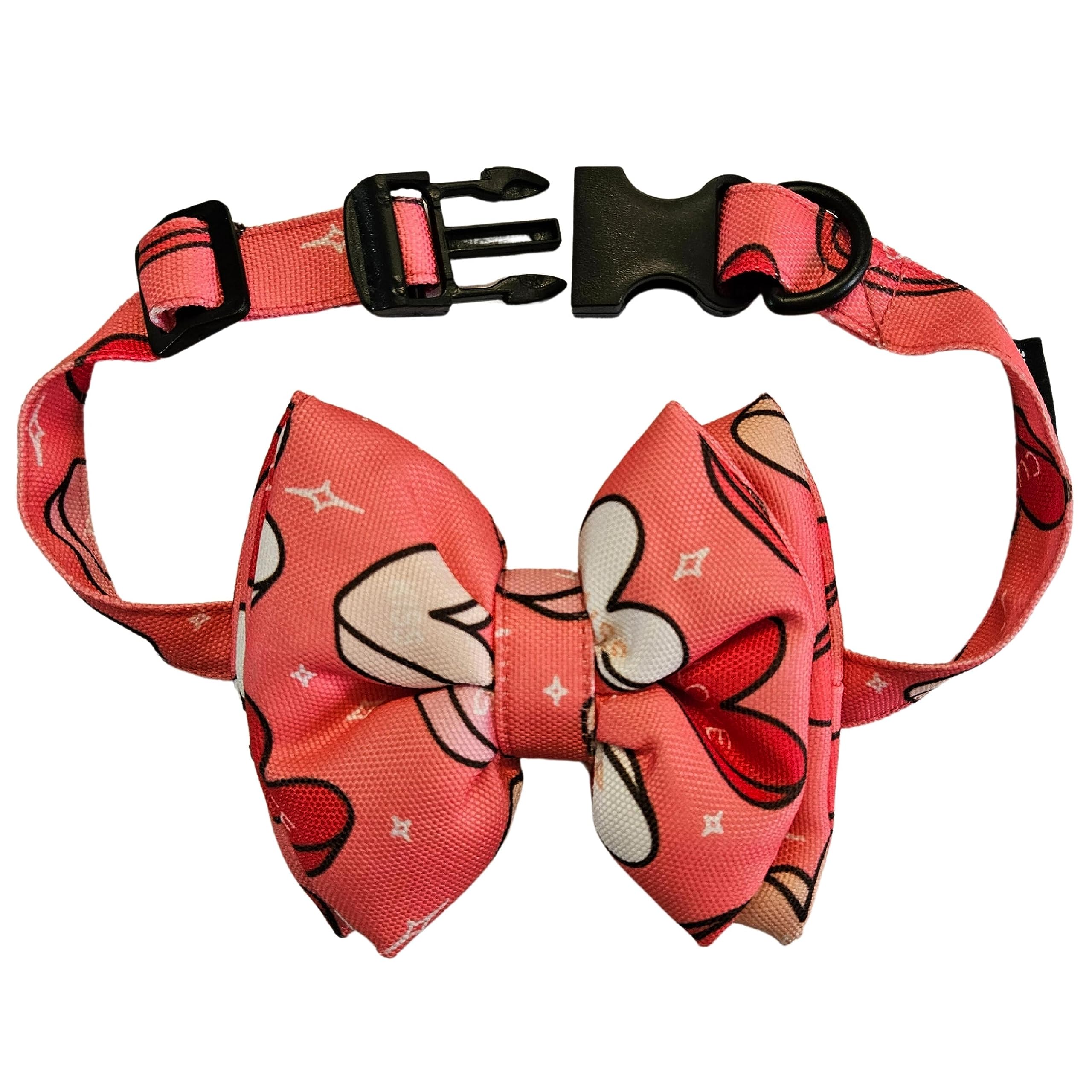 All For Fur Dog Bow Tie | Adjustable Collar Strap with D-Ring | Luxury Pet Accessories | Lightweight & Comfortable Bowtie for Dogs | Bow for Large Dogs | Pink Hearts (B0CDXXWZ1S) Amazon Price History, Amazon Price Tracker