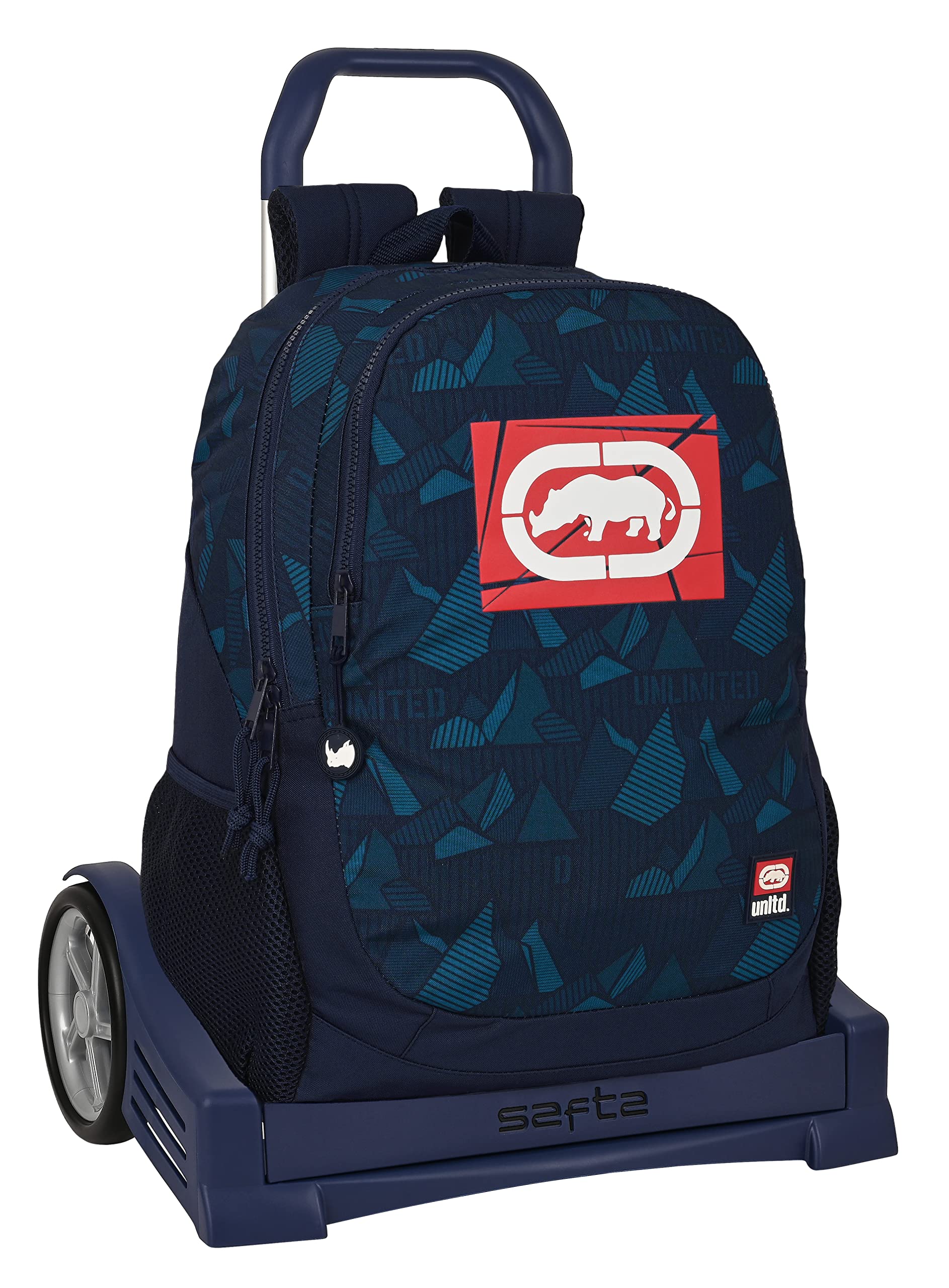 Safta ECKO UNLTD. Peaks - Mochila Escolar, Espalda Ergonómica, con Carro Evolution, Ideal para Niños de Diferentes Edades, Cómoda y Versátil, Calidad y Resistencia, 32x16x44 cm, Color Azul marino