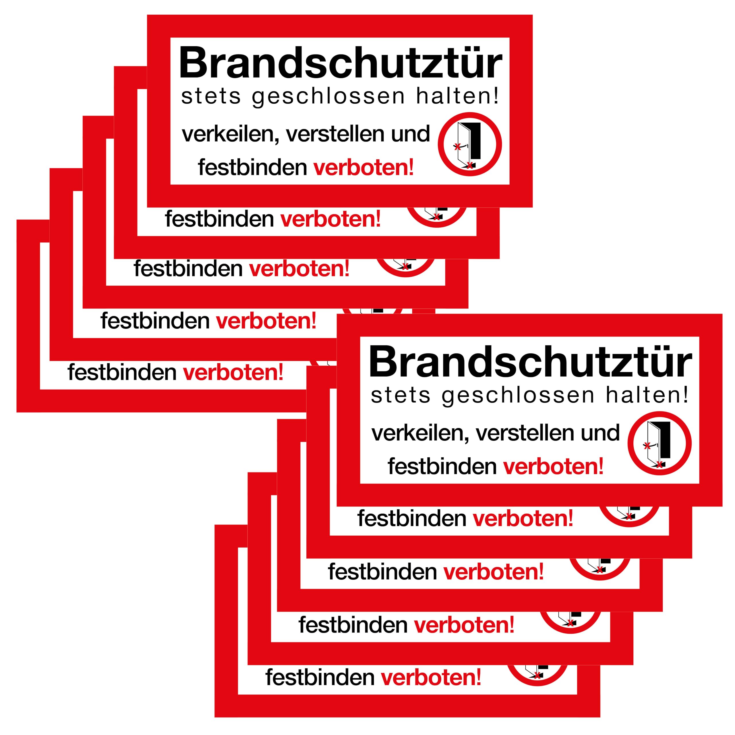 Clever Pool 10 Aufkleber Brandschutztür – 21x10,5 cm – stets geschlossen halten verkeilen verstellen verboten – Warnhinweis Feuerschutzabschluss, Verbotszeichen Sicherheitszeichen