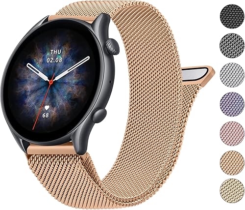 Wanme Correa de metal para Amazfit GTR 4 GTR 3 Pro GTR 3 GTR 2e GTR 2 GTR 1850in reloj inteligente correa de repuesto de acero inoxidable de