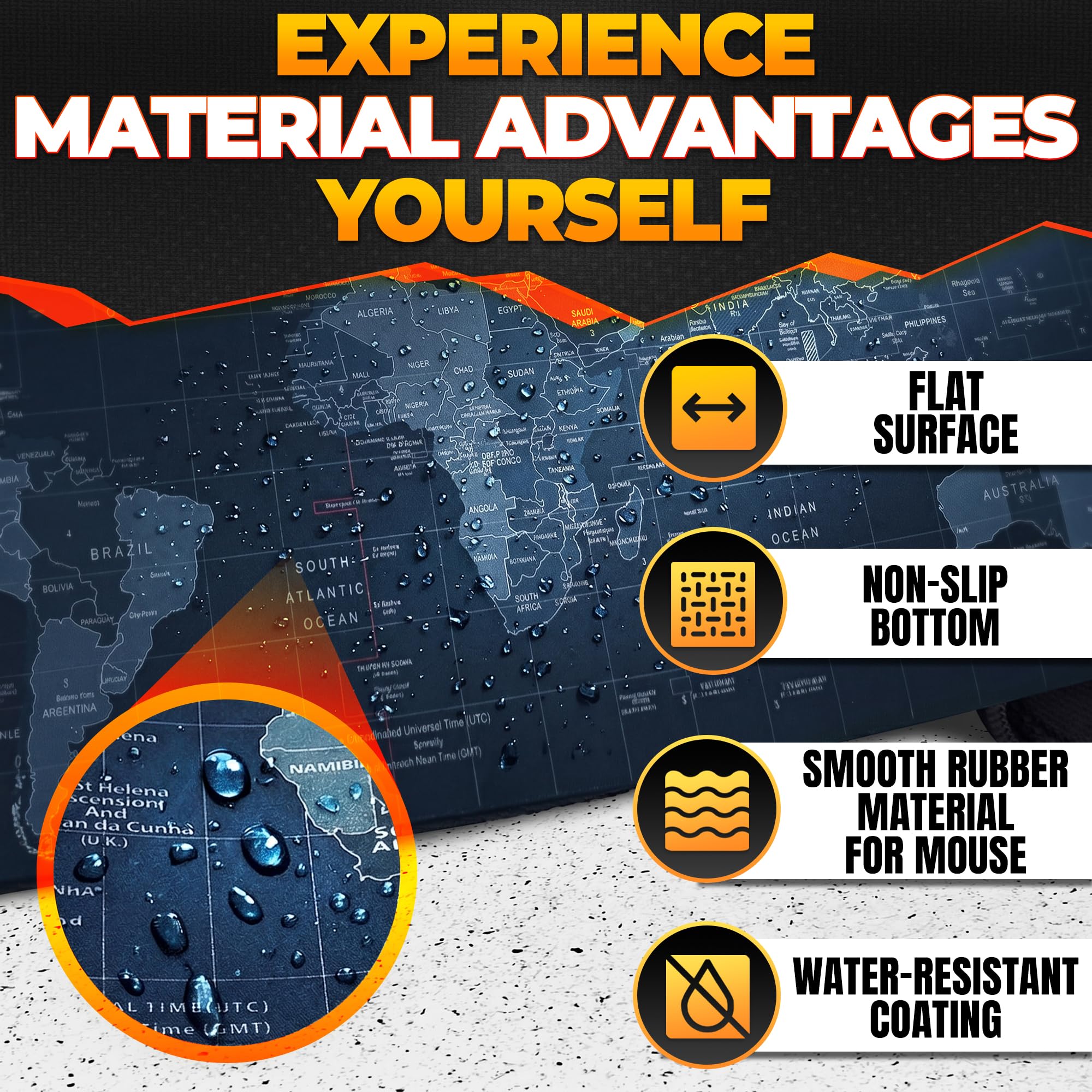 HELVETIOS World XXL Profesyonel Ekstra Büyük Mouse Pad ve Bilgisayar Oyunu Mouse Mat Oyun Klavyesi Kaymaz Mouse Pad'ler Masa için 89,9 cm x 39,9 cm Ev Ofis Masa Pedi Klavye ve Oyun Pedi için Fare Altlığı