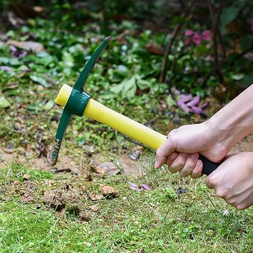 Miniatura 3 de Púa forjada Adze, azada de mattock para deshierbar, hacha de púa de 15 pulgadas, una pieza forjada de gota intacta, mango de fibra de vidrio