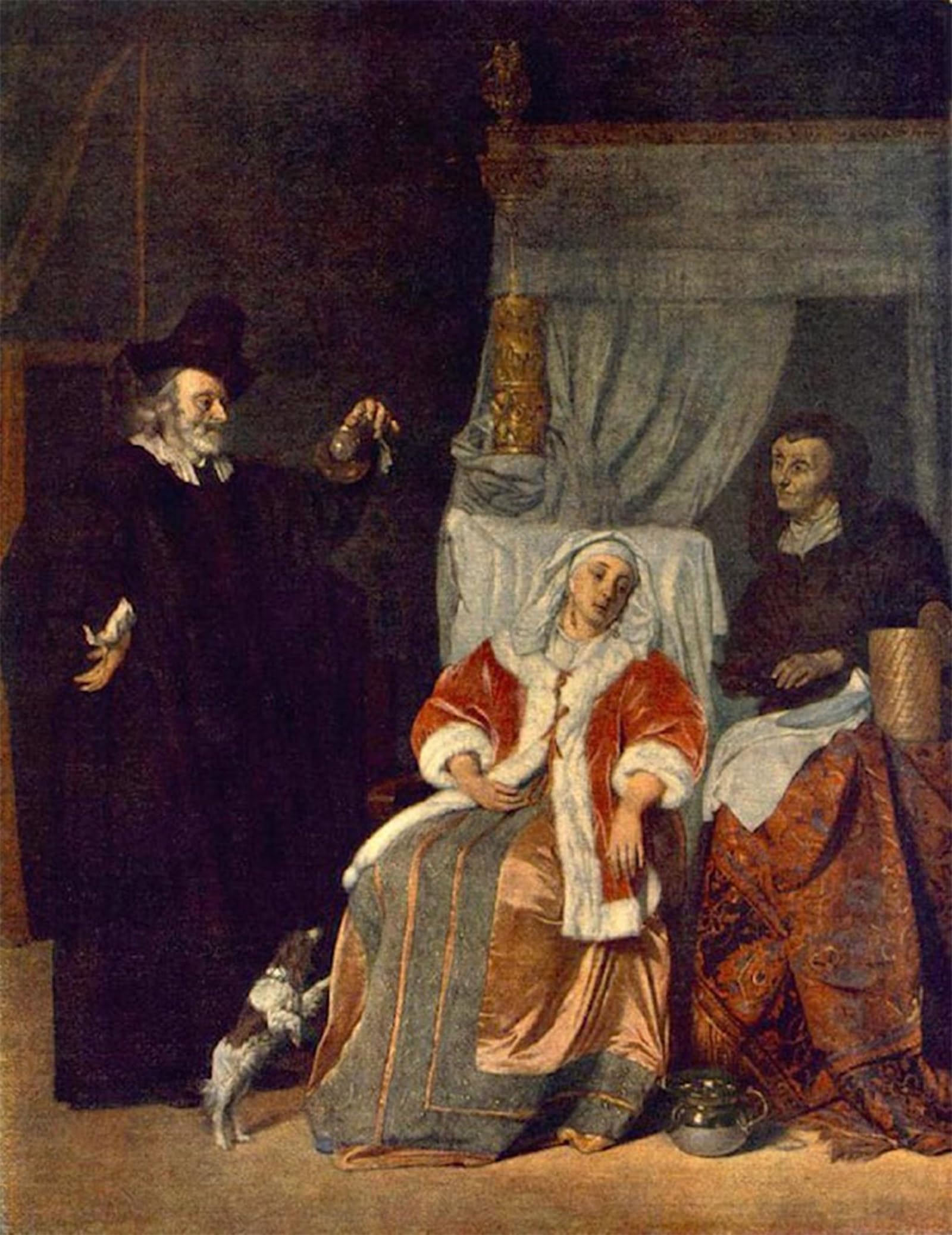 POSTERIIk Famous Animal Posters Vintage Picture Visit of the Physician by Gabriel Metsu Modern Wall Decor for Home Decor 60x90cm