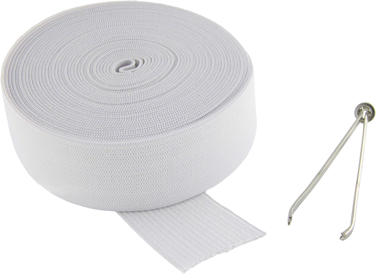 Sewing Elastic Bands Knit Stretchy Spool for Waistband (White, 1" × 12 Yards)