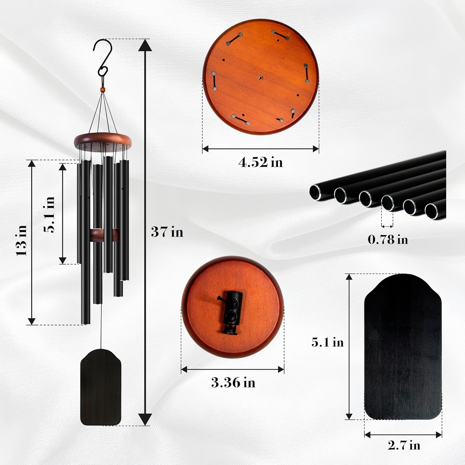 Wedding Gifts, Personalized Couples Wind Chime with Names & Date, 4 Optional Designs, Engagement Gifts - Love is in Air Wind Chime Gifts for Boyfriend, Girlfriend - Black