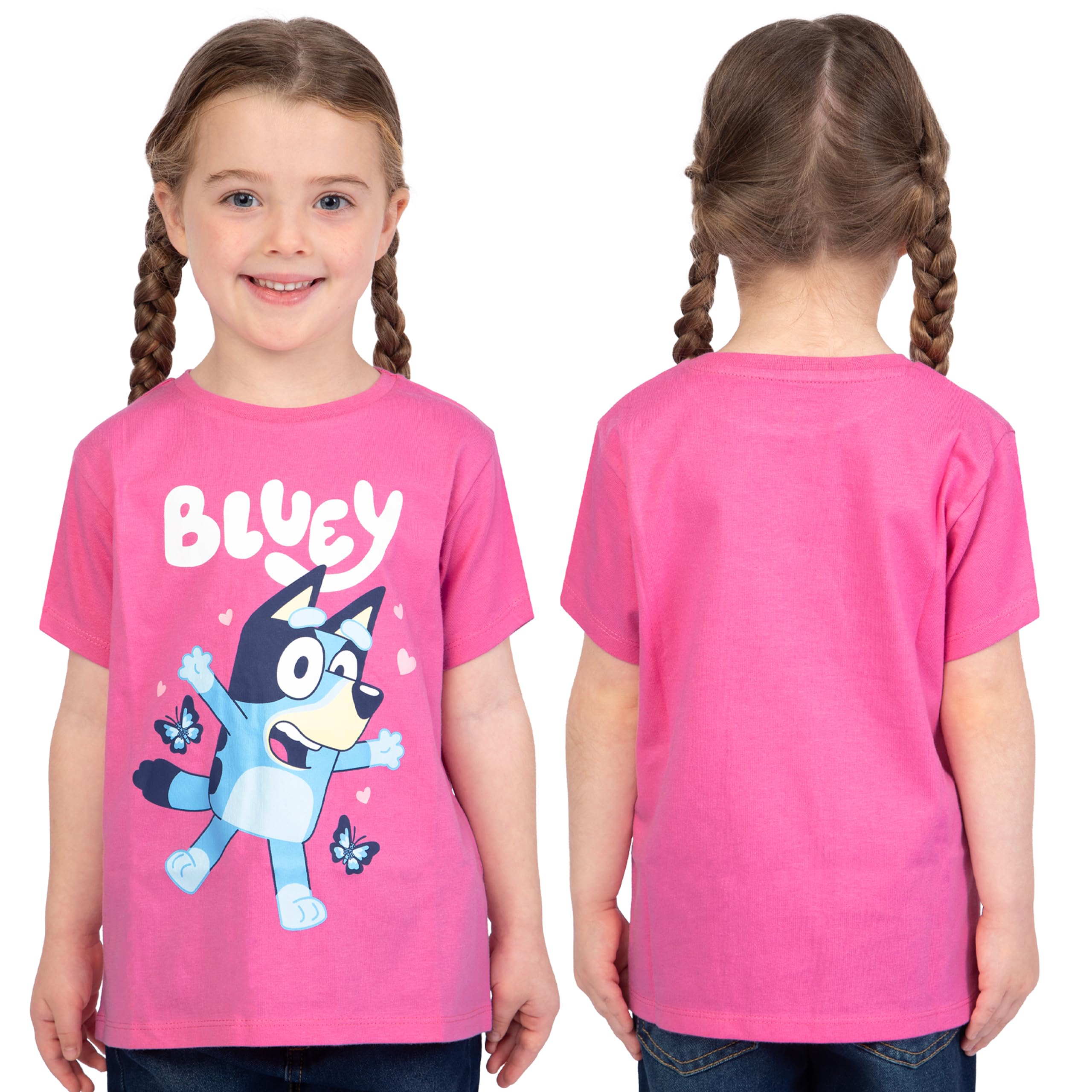 BlueY Pack de 3 T-Shirts, T-Shirts Fille pour l'Été, Lot de 3 Tshirt Fille, Vêtements Enfant en Coton