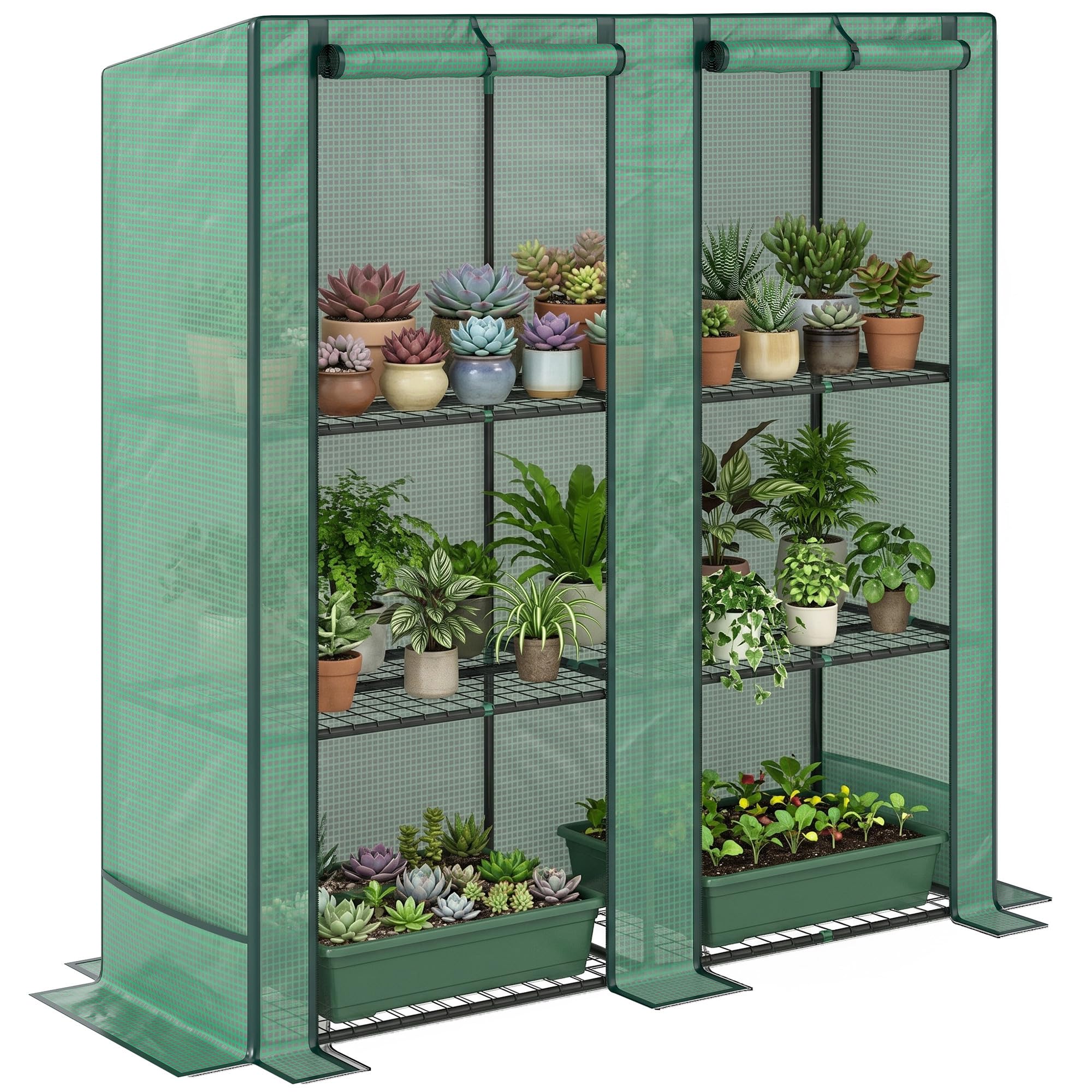 Serre de balcon Outsunny en PE à 3 niveaux et acier de 144x48x152 cm