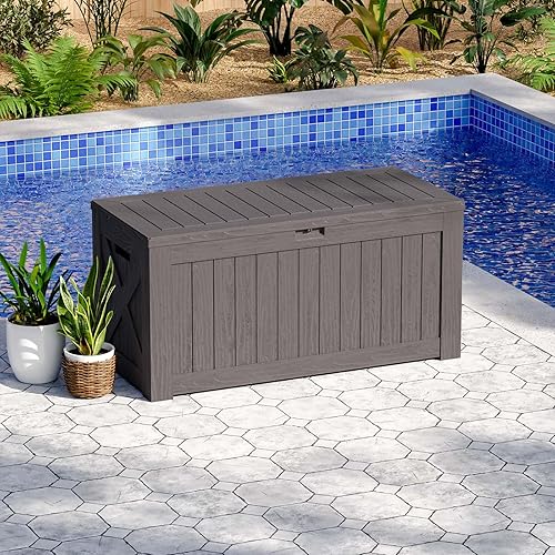 Vista 16 de Patiowell 30 Gallon Resin Deck Box, Outdoor Storage Box for Patio Furniture, Deliveries, Pool Supplies,Waterproof and Lockable, Grey