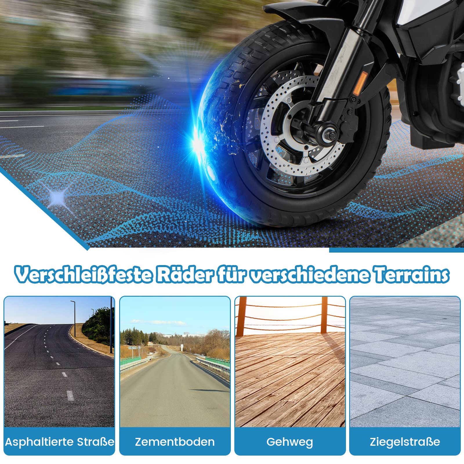 COSTWAY Kinder Motorrad Polizei, 12V BMW Elektromotorrad mit LED-Scheinwerfer, Sirenenlicht & Musik, Kindermotorrad mit 2 Stützrädern, 3-6 km/h, für Kinder ab 3 Jahre, Weiß