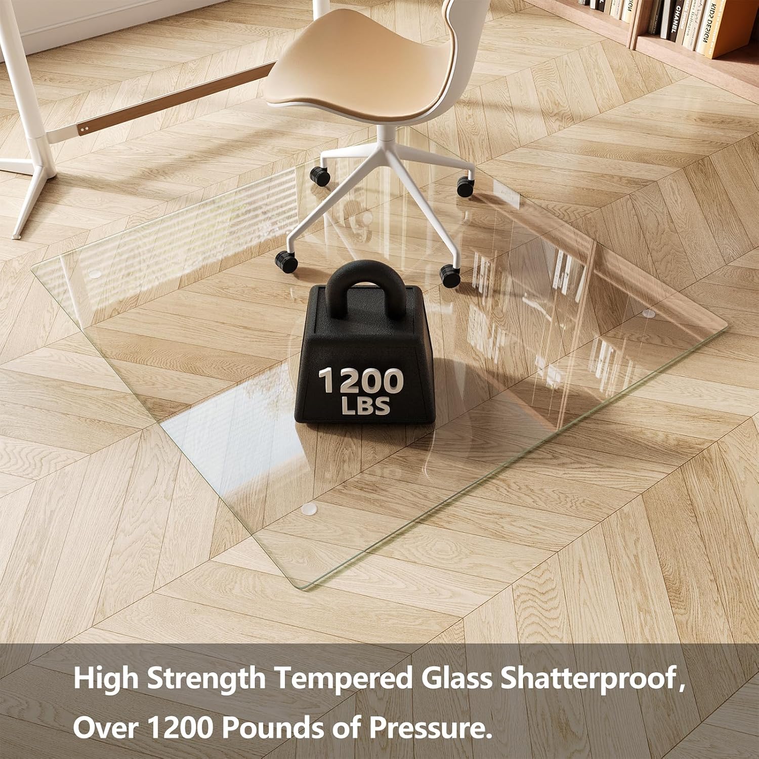 koonmi glass chair mat for carpet, tempered glass 46"x46" office chair mat, glass chair mats with rounded and polished edges, ideal for hardwood floor, carpet, office, desk, rolling chair 46"x 46" transparent