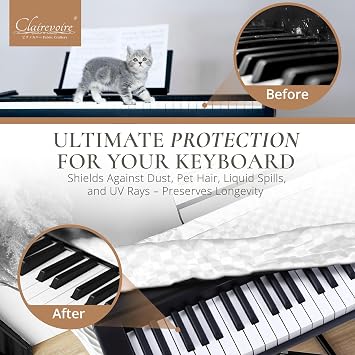 Clairevoire Digital Piano Cover Piano Keyboard Cover - Protective for Roland Piano Covers FP Series Durable Waterproof Piano Keyboard Dust Cover, Piano Keyboard Case - Roland FP-90X Pearl White