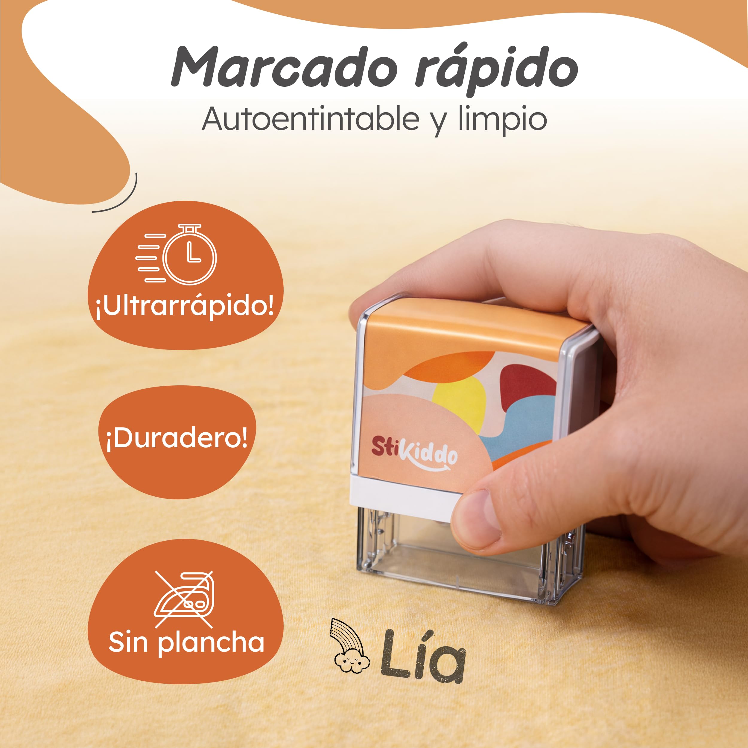 Sello Ropa Niños Personalizado - Para Tejidos, Objetos y Papel - Marcador Ropa Niños resistente al Lavado, Ideal para la Guardería y el Colegio
