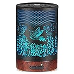 Metal Essential Oils Diffuser 150ML Aromatherapy Diffuser Cool Mist Humidifier with 7 Colors Lights Waterless Auto Off Air Diffusers as Gifts for Moms Women Girls (D-Hummingbird)