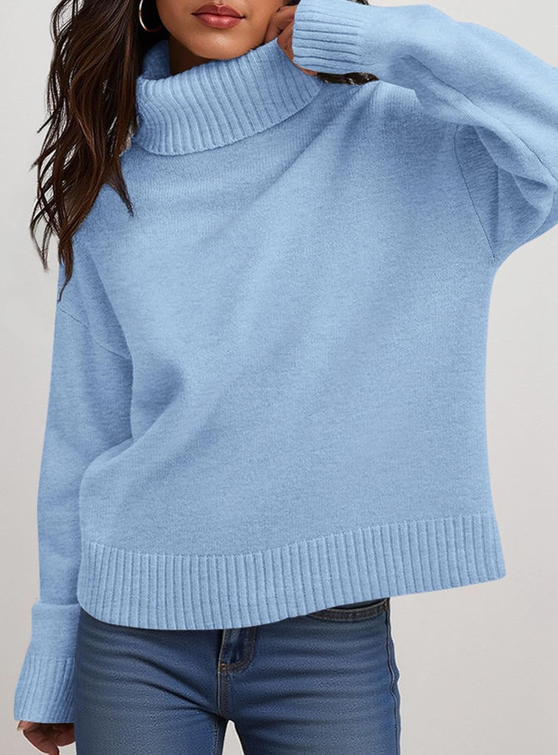 PRETTYGARDEN Womens Turtleneck Long Sleeve Sweater 2026 Fall Trendy Loose Fit Casual Tops Chunky Knit Pullover Sweaters - Image 3