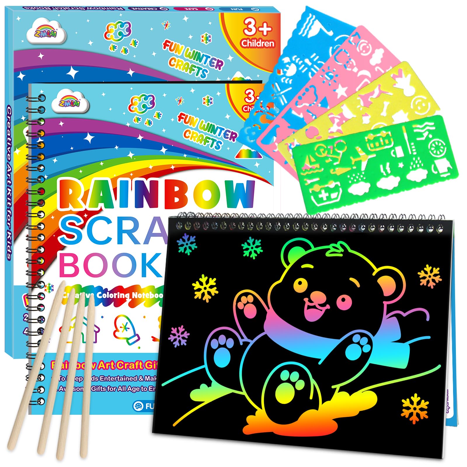 Rainbow Scratch Art Craft Set - Kids Creative Gifts -8
