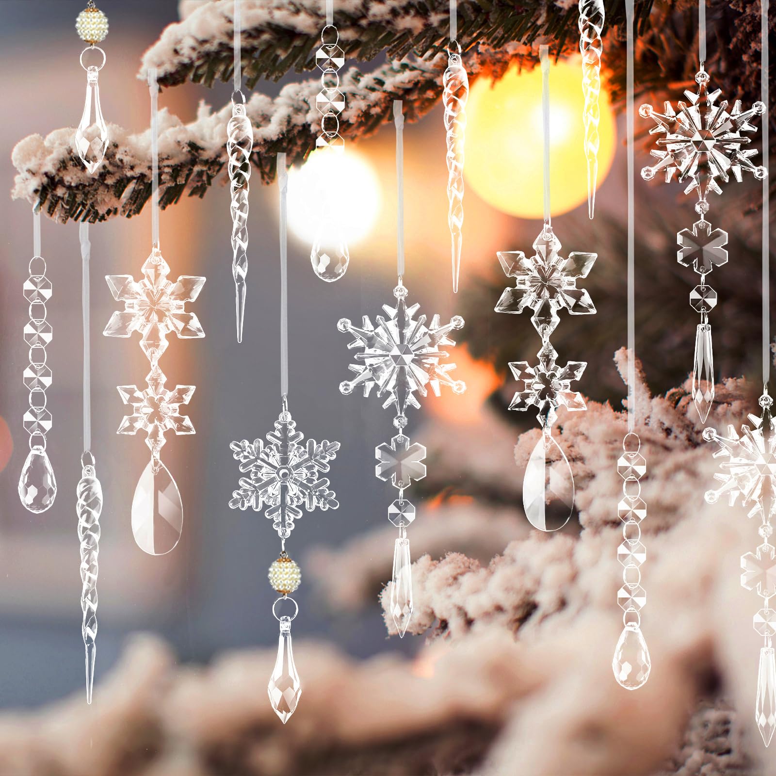 Amazon | クリスマスツリーデコレーションクリスタルオーナメント18個