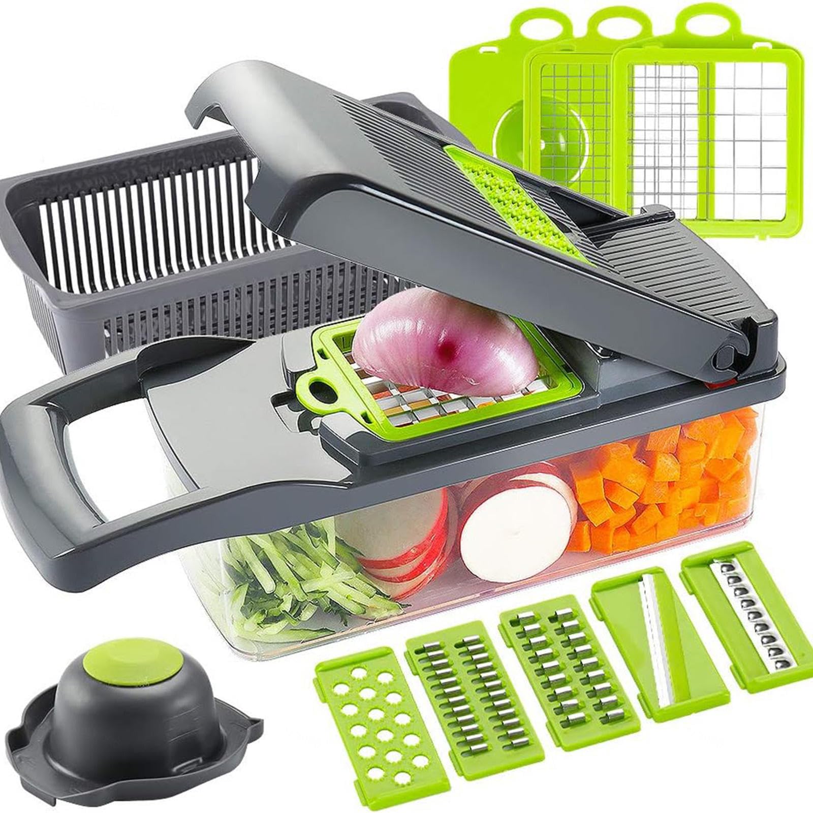 Cortador Mandolina Multifuncional, Cortador Juliana Manual Cocina El Hogar, Máquina Cortar Cubitos Frutas Verduras Manual, Ajo, Zanahoria, Patata, Fruta