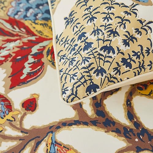 Miniatura 6 de Softta Juego de ropa de cama vintage de lujo con hojas de flores, tamaño Queen, 4 piezas, juego de sábanas encimeras + 2 fundas de almohada,