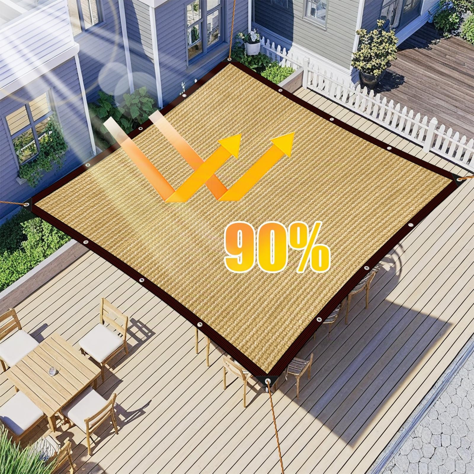 Rete ombreggiatura 2x3 m beige protezione solare giardino terrazzo antivento permeabile all'acqua