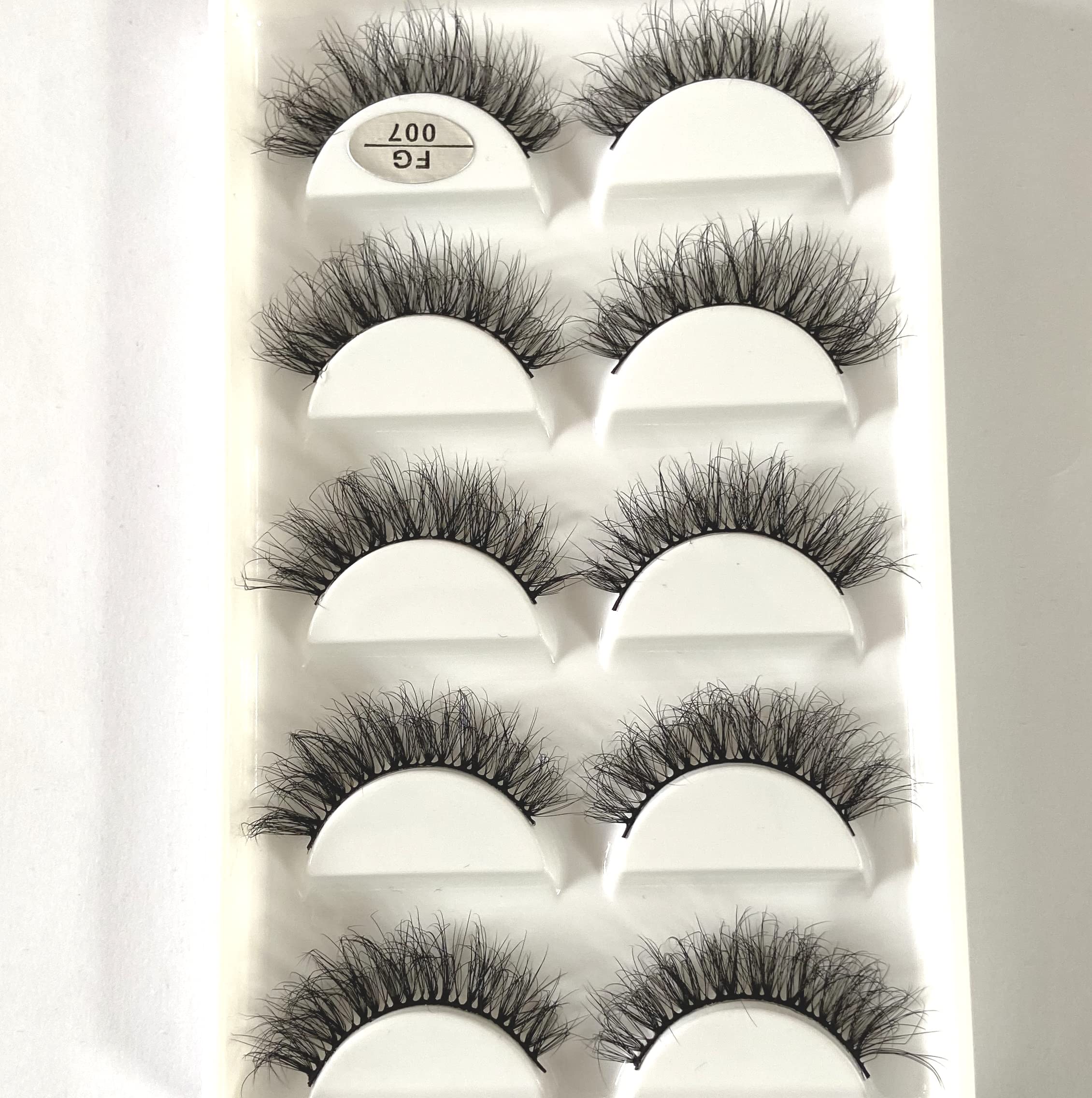 HBZGTLAD 5Pairs 3D Faux Mink Lashes Natural Long Fluffy False Eyelashes Soft Eye Lashes Reusable Makeup Short Lashes Extension for Beauty (FG-007)