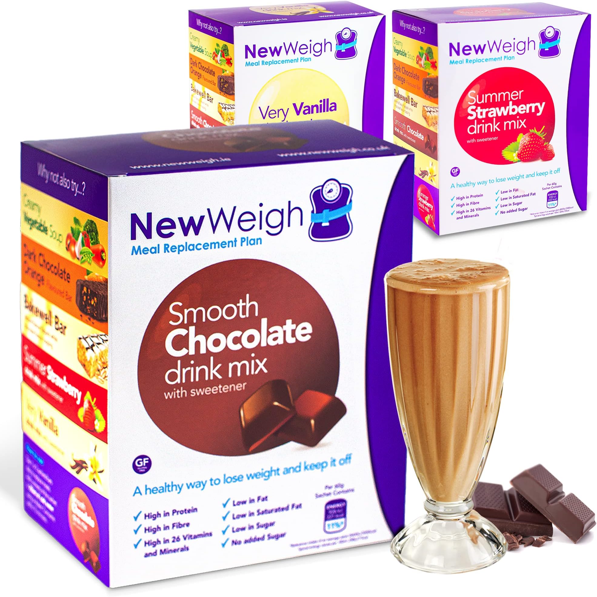 Meal Replacement Weight Loss Shake - Delicious Smooth Chocolate High Protein Diet Shake Powder, High in Fibre and Low Fat. Healthy Shakes for Women, Men 7 x 60g Sachets