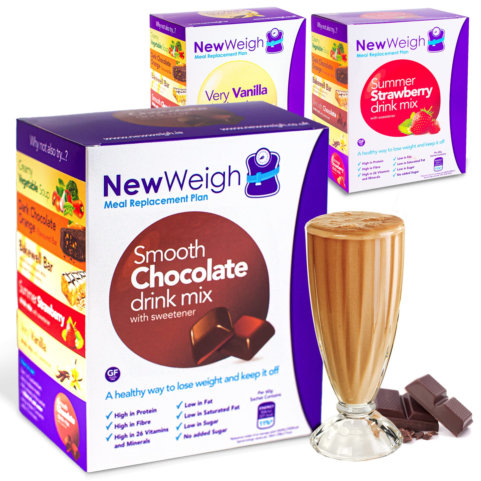 Meal Replacement Weight Loss Shake - Delicious Smooth Chocolate High Protein Diet Shake Powder, High in Fibre and Low Fat. Healthy Shakes for Women, Men 7 x 60g Sachets