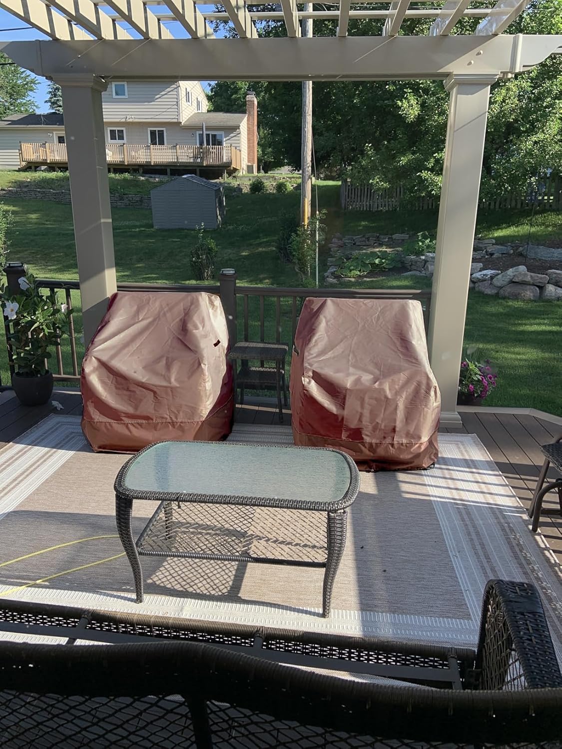 Oslimea Outdoor Swivel Chair Covers Waterproof, 4 Pack Patio Chair Covers for Outdoor Furniture Heavy Duty Lawn Furniture Covers for Winter, Khaki, 30" W x 34" D x 38.5" H