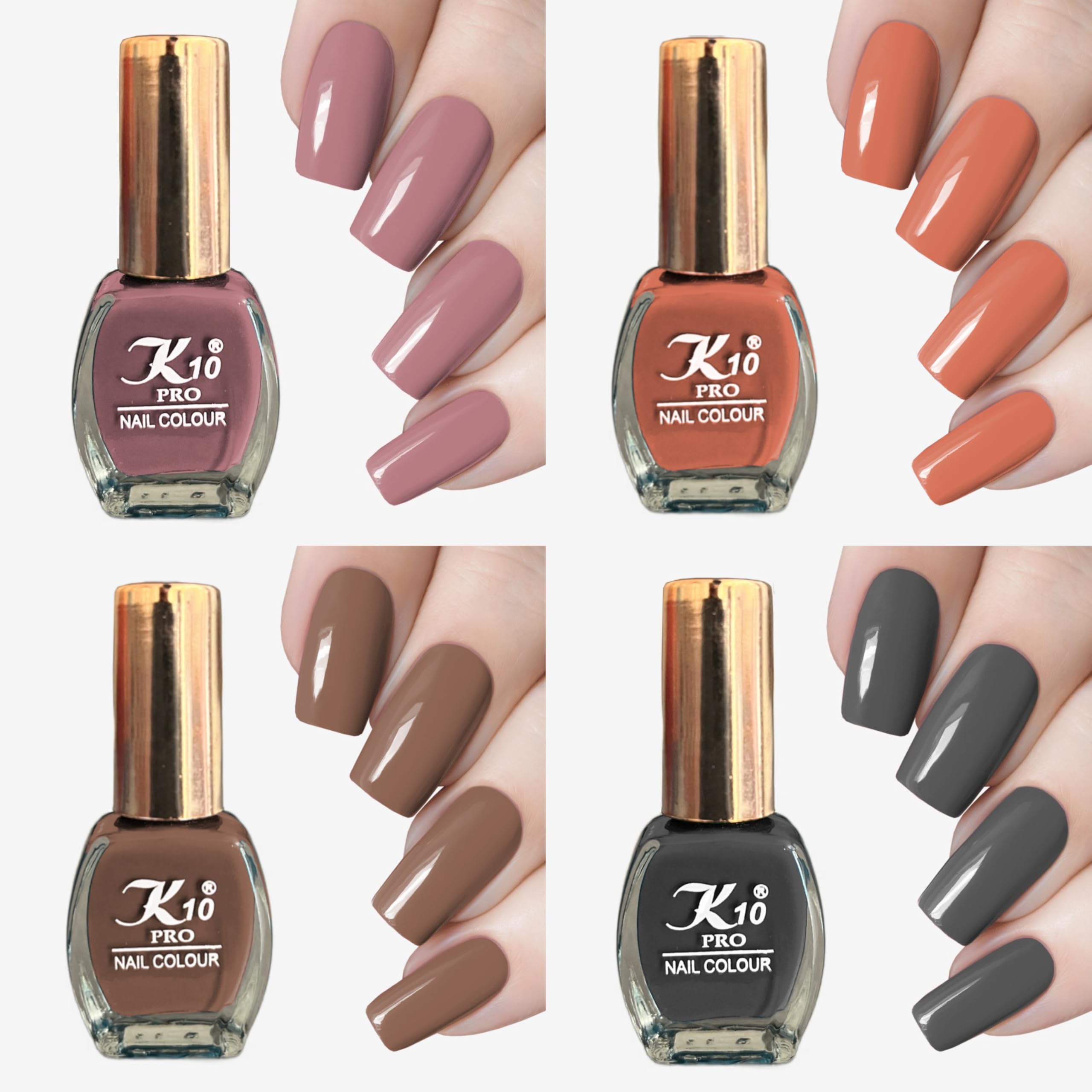 K10 Matte Nail Polish | Matte Nail Paint for Girls and Women (Dusty-Pink-Peach-Chocolate-Grey) Set of 4| Each 7 ml-image-13
