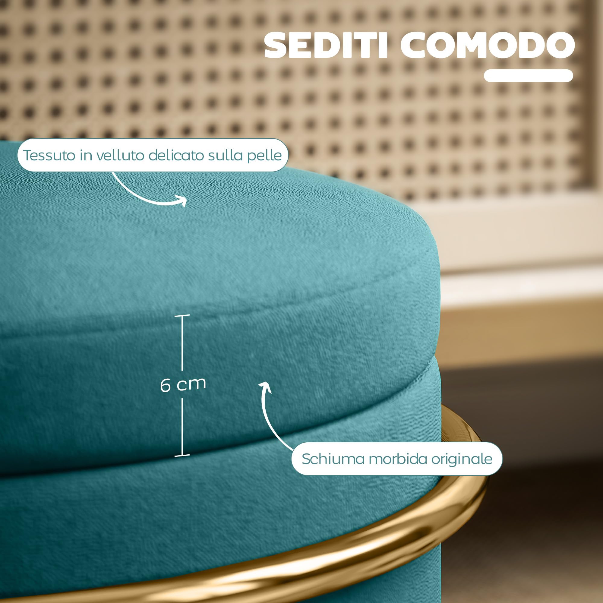HOMCOM Pouf Contenitore Rotondo in Velluto, Poggiapiedi con Vano da 24L e Coperchio Rimovibile, per Camera da Letto e Salotto, Ø42x39 cm, Verde