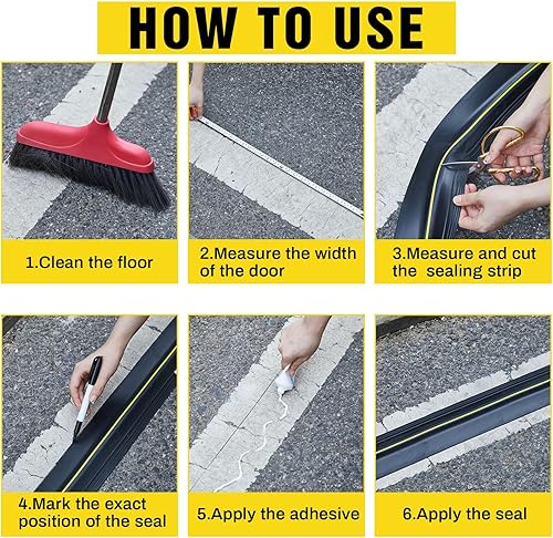 Miniatura 5 de Tira universal de sellado de umbral de puerta de garaje de 30 pies, tira de sellado de goma de repuesto, impermeable, resistente a la intemperie,