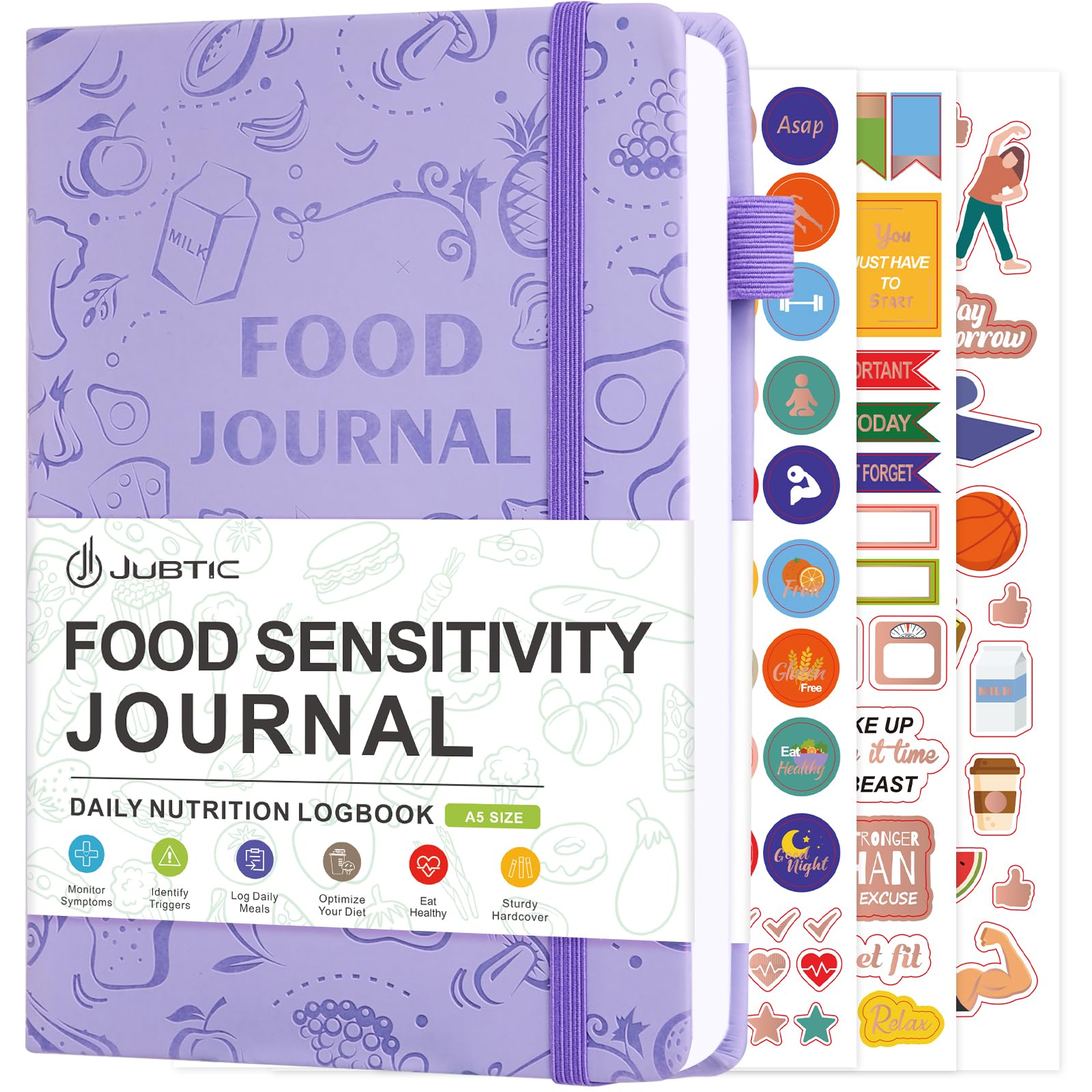 JUBTIC Food Sensitivity Journal, Food Journal for Women Weight Loss, Food Diary and Symptom Log for Ibs, Allergies, Intolerance, Low Fodmap, Health