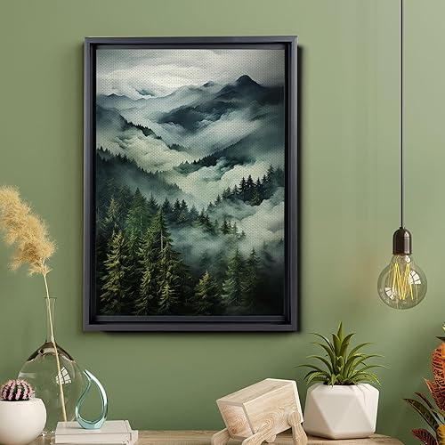 Miniatura 5 de DustinWay Framed Canvas Print Wall Art Set of 3 Green Forest Mountain Photography Modern Art Minimalist Nature Decor