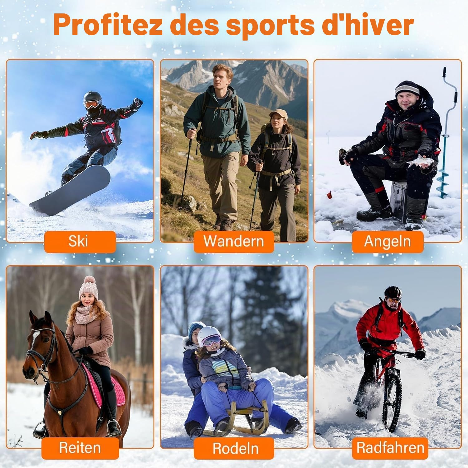 Chaussettes chauffantes, épaisses avec 2 batteries de 5000 mAh 5 V, 4 niveaux de chauffage, élastiques, chauffantes à 360 °, chaussettes chauffantes lavables pour homme et femme, 36-46 pour ski