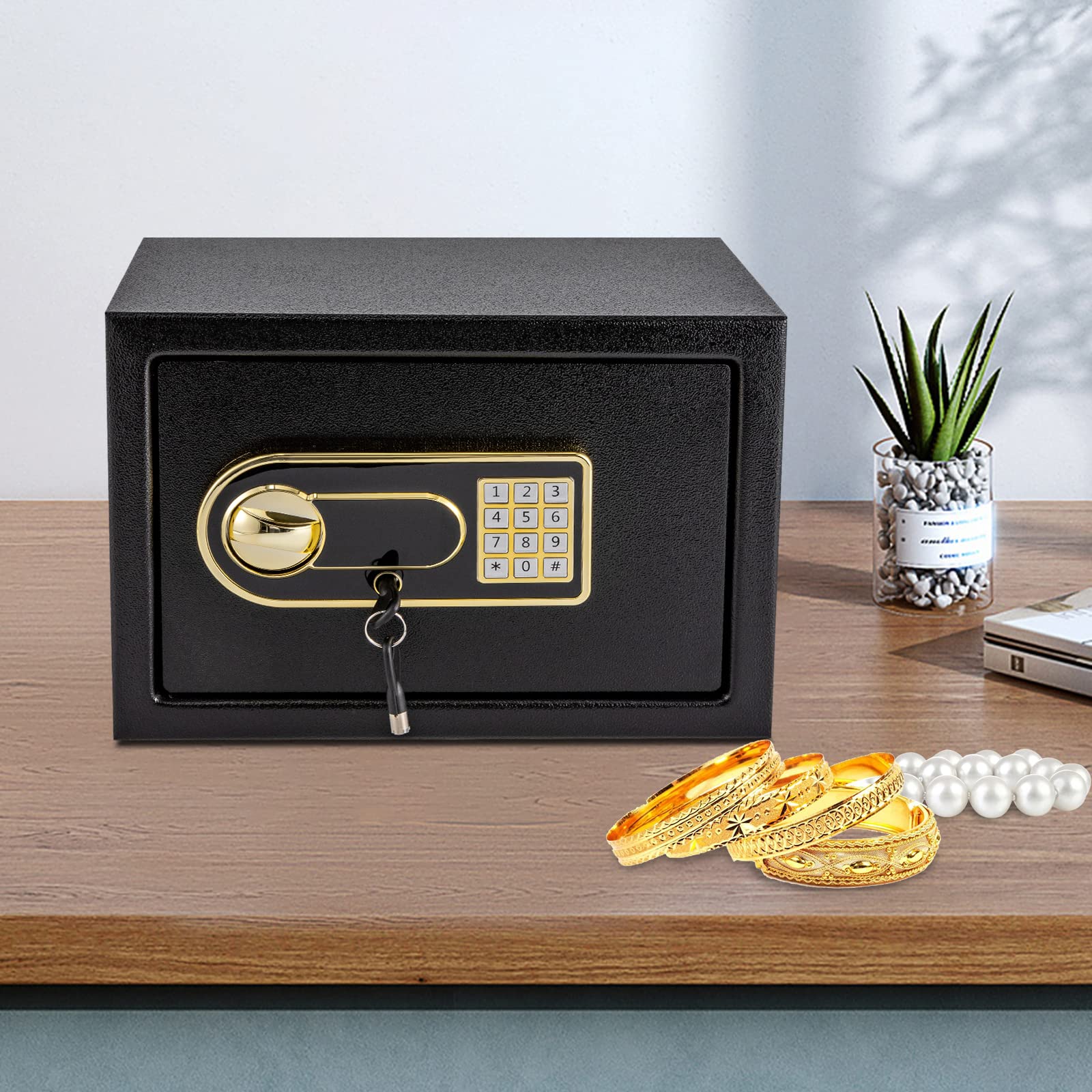 Cassaforte elettronica, cassaforte per mobili, cassaforte per documenti, cassaforte con password digitale, cassaforte di sicurezza in acciaio con sistema di allarme, chiavi di emergenza, 13 x
