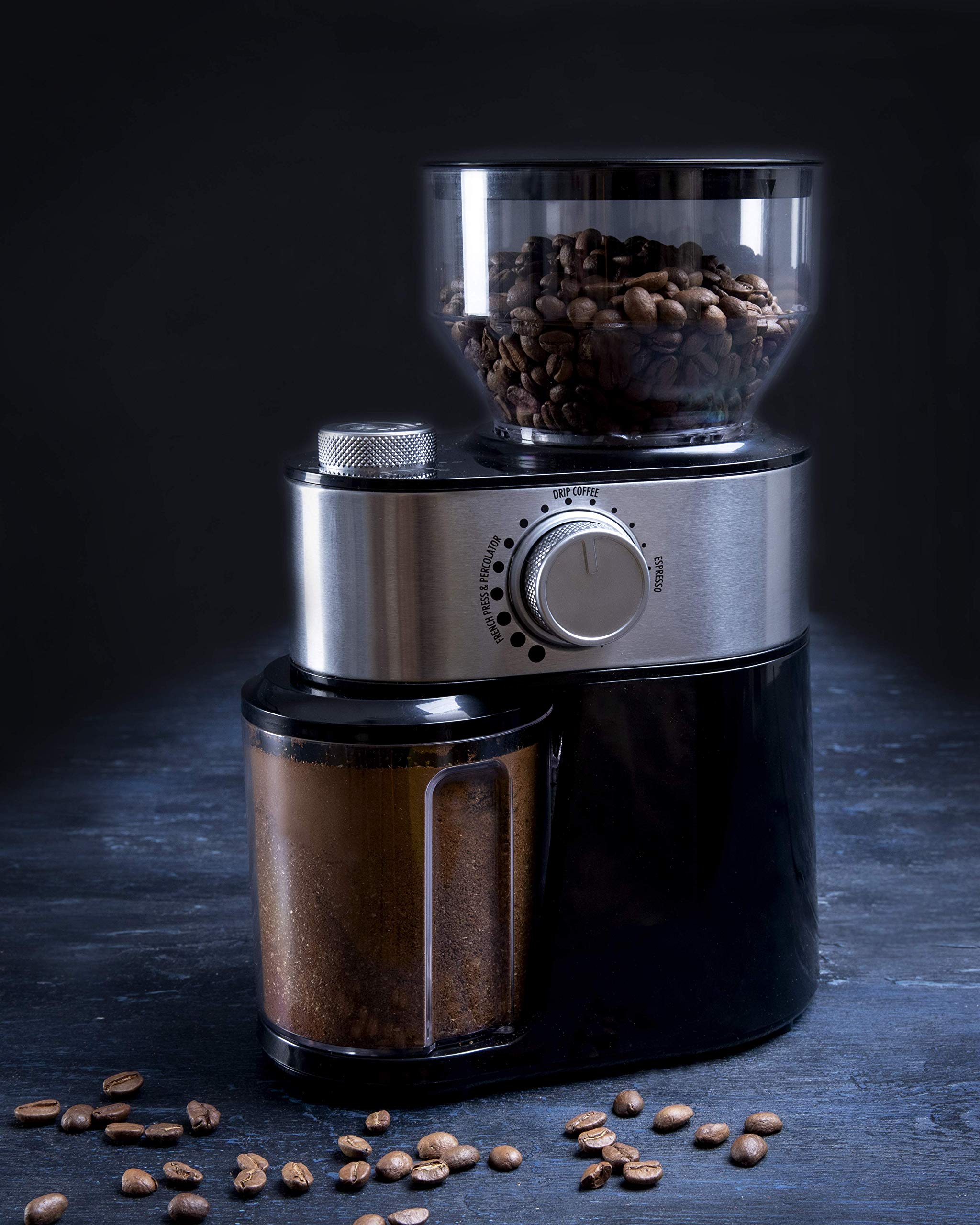 Gastronoma Cafetera automática - Cafetera con molinillo - Negro | Cafetera automática con recipiente de granos de 200 g, para 2 a 12 tazas, con indicador LED
