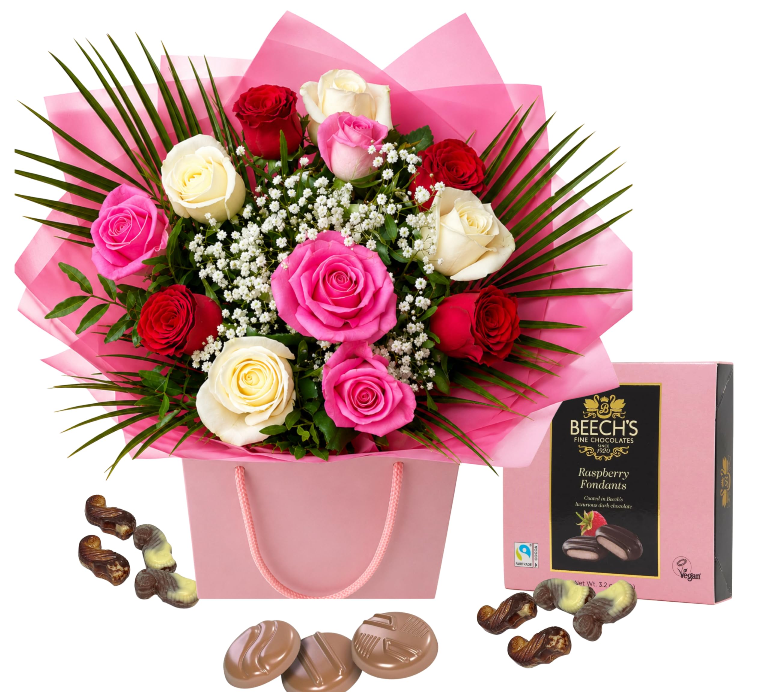 Morning Flowers Heaven Summer Roses Profusion Bouquet (Chocolate Gift)