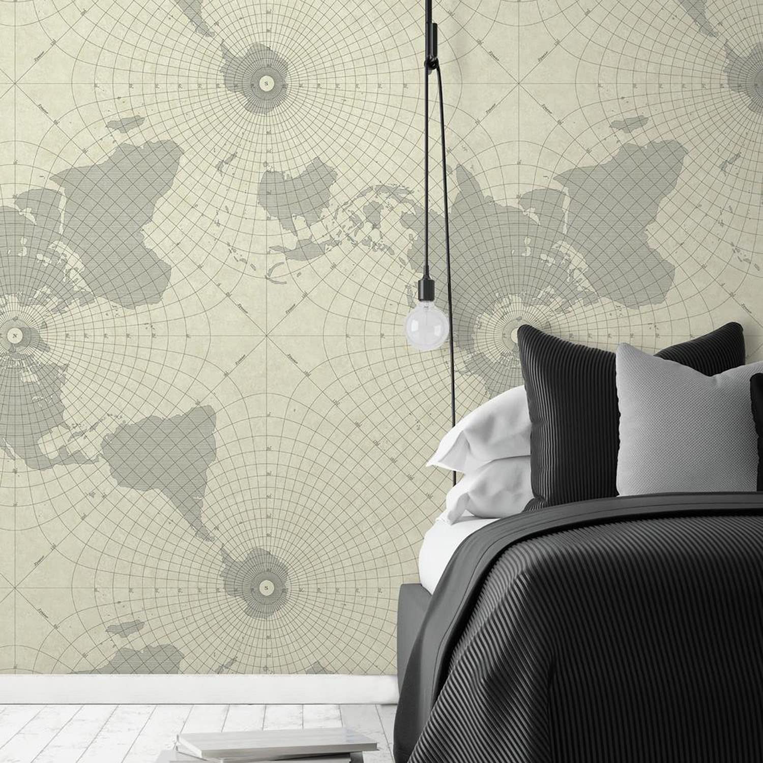 RoomMates RMK11076WP Gray Maritime Maps Peel and Stick Wallpaper, 20.5" x 16.5 feet - Image 4